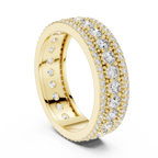 Three-Row 10K Gold Pave Moissanite Eternity Ring 1.86 CTW