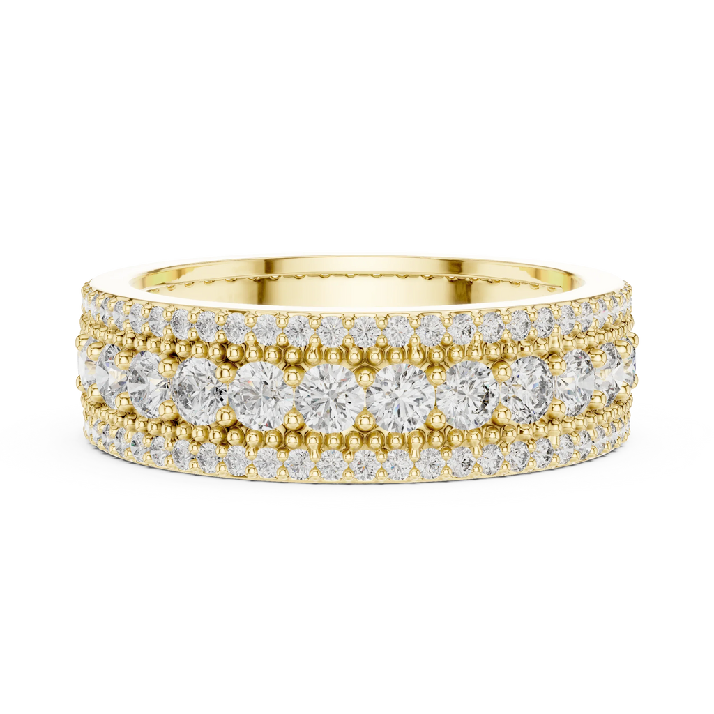 Three-Row 10K Gold Pave Moissanite Eternity Ring 1.86 CTW