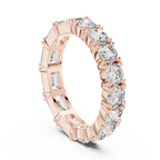 Shared Prong Emerald & Roound Moissanite Eternity Ring 0.99 CTW