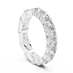 Shared Prong Emerald & Roound Moissanite Eternity Ring 0.99 CTW