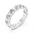 Shared Prong Emerald & Roound Moissanite Eternity Ring 0.99 CTW