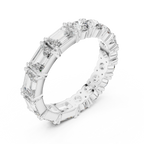 Shared Prong Emerald & Roound Moissanite Eternity Ring 0.99 CTW