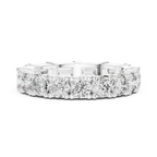 Shared Prong Emerald & Roound Moissanite Eternity Ring 0.99 CTW