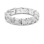 Shared Prong Emerald & Roound Moissanite Eternity Ring 0.99 CTW