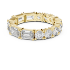 Shared Prong Emerald & Roound Moissanite Eternity Ring 0.99 CTW