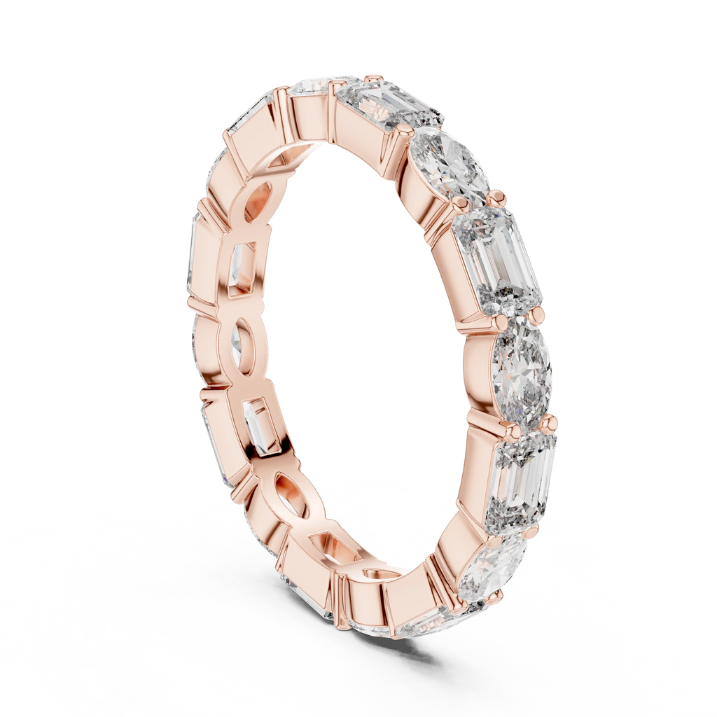 Emerald & Oval Lab Grown Diamond Eternity Ring 2.00 CTW VVS1