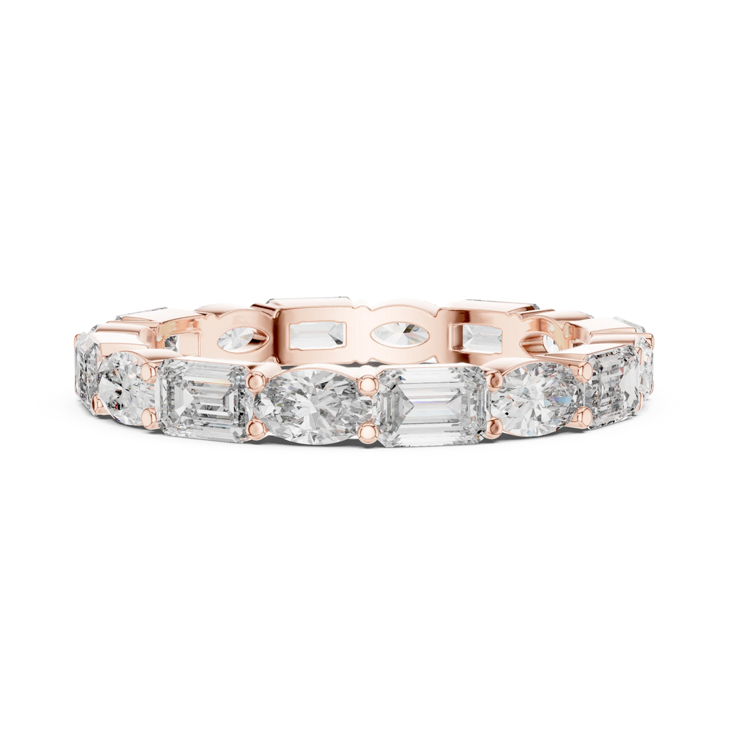Emerald & Oval Lab Grown Diamond Eternity Ring 2.00 CTW VVS1