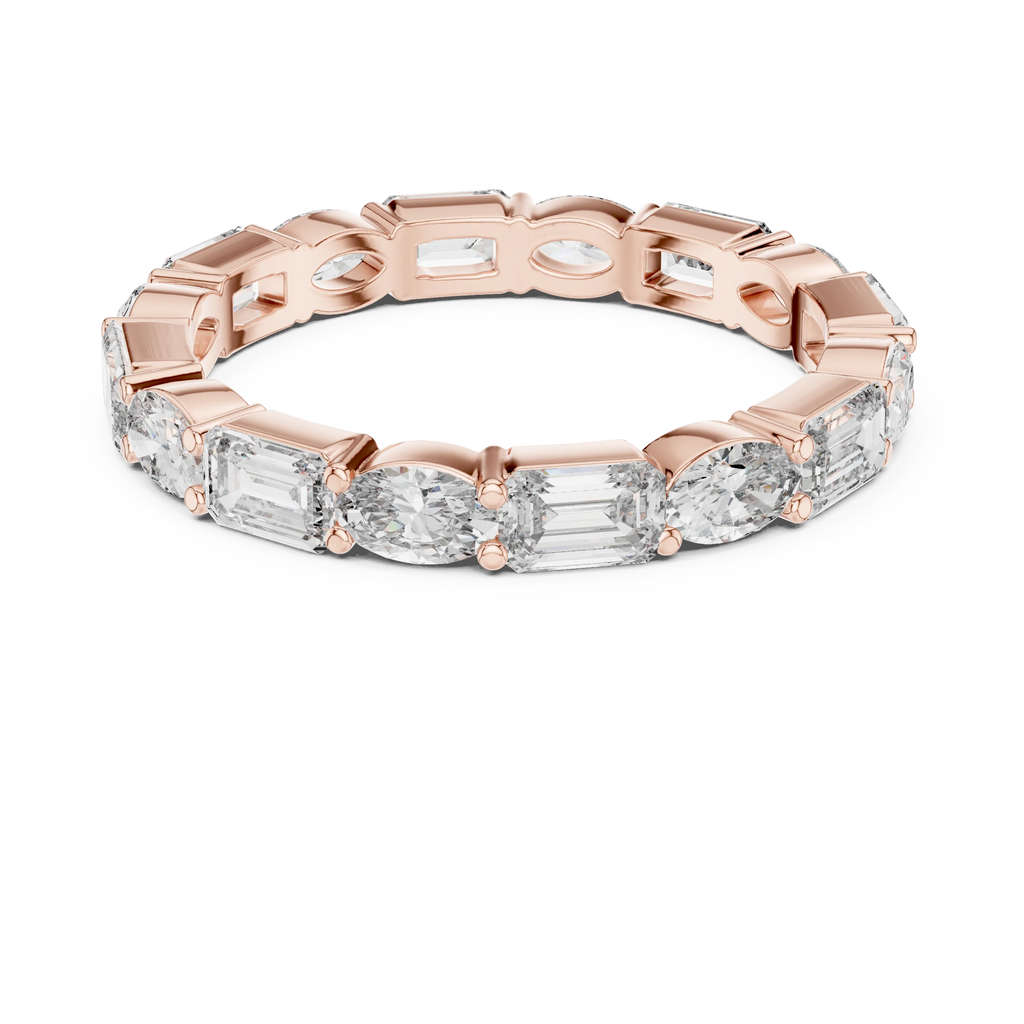 Emerald & Oval Lab Grown Diamond Eternity Ring 2.00 CTW VVS1