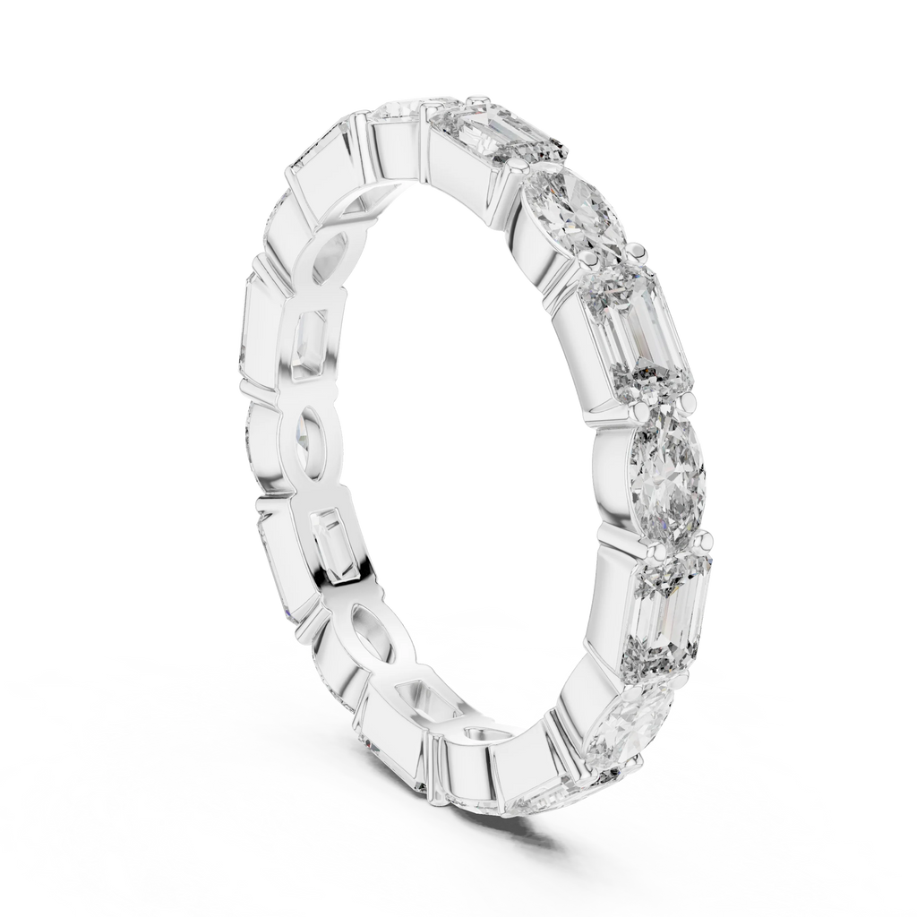 Emerald & Oval Lab Grown Diamond Eternity Ring 2.00 CTW VVS1
