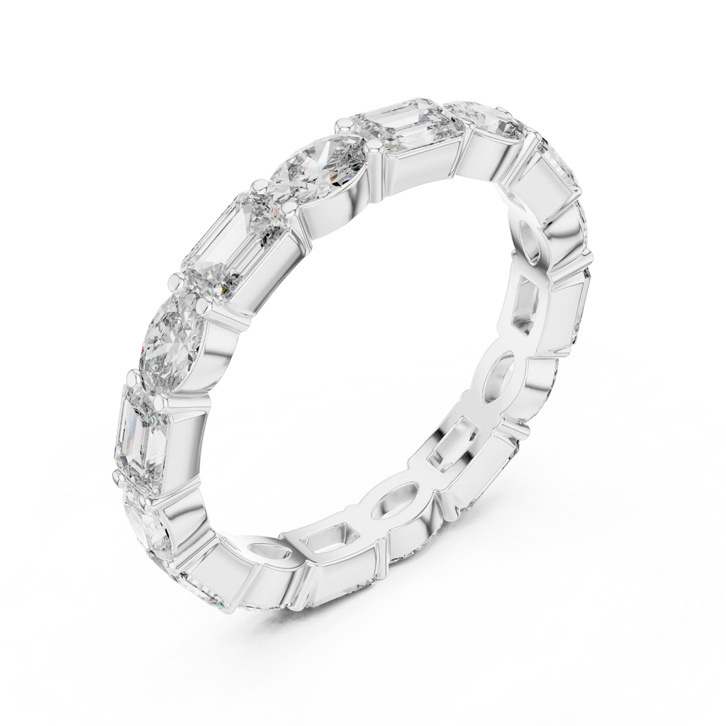 Emerald & Oval Lab Grown Diamond Eternity Ring 2.00 CTW VVS1