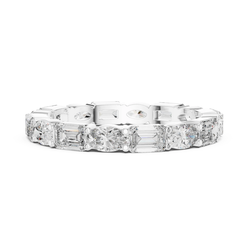 Emerald & Oval Lab Grown Diamond Eternity Ring 2.00 CTW VVS1