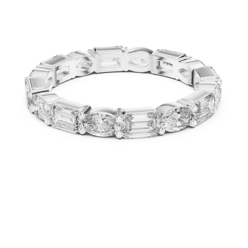 Emerald & Oval Lab Grown Diamond Eternity Ring 2.00 CTW VVS1
