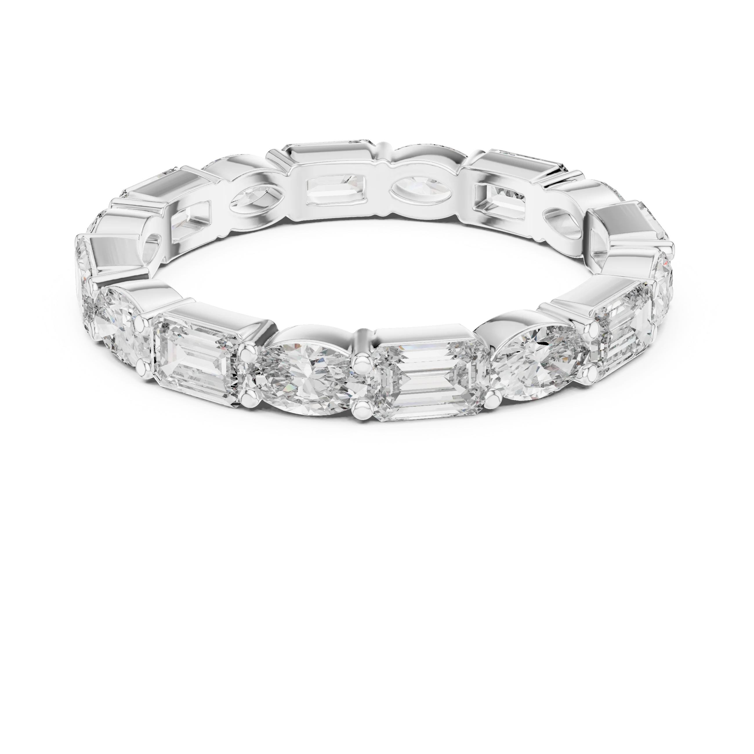 Emerald & Oval Lab Grown Diamond Eternity Ring 2.00 CTW VVS1