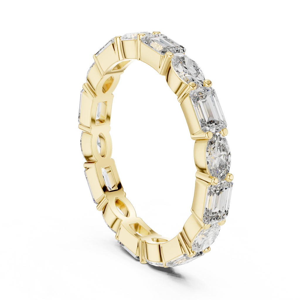 Emerald & Oval Lab Grown Diamond Eternity Ring 2.00 CTW VVS1