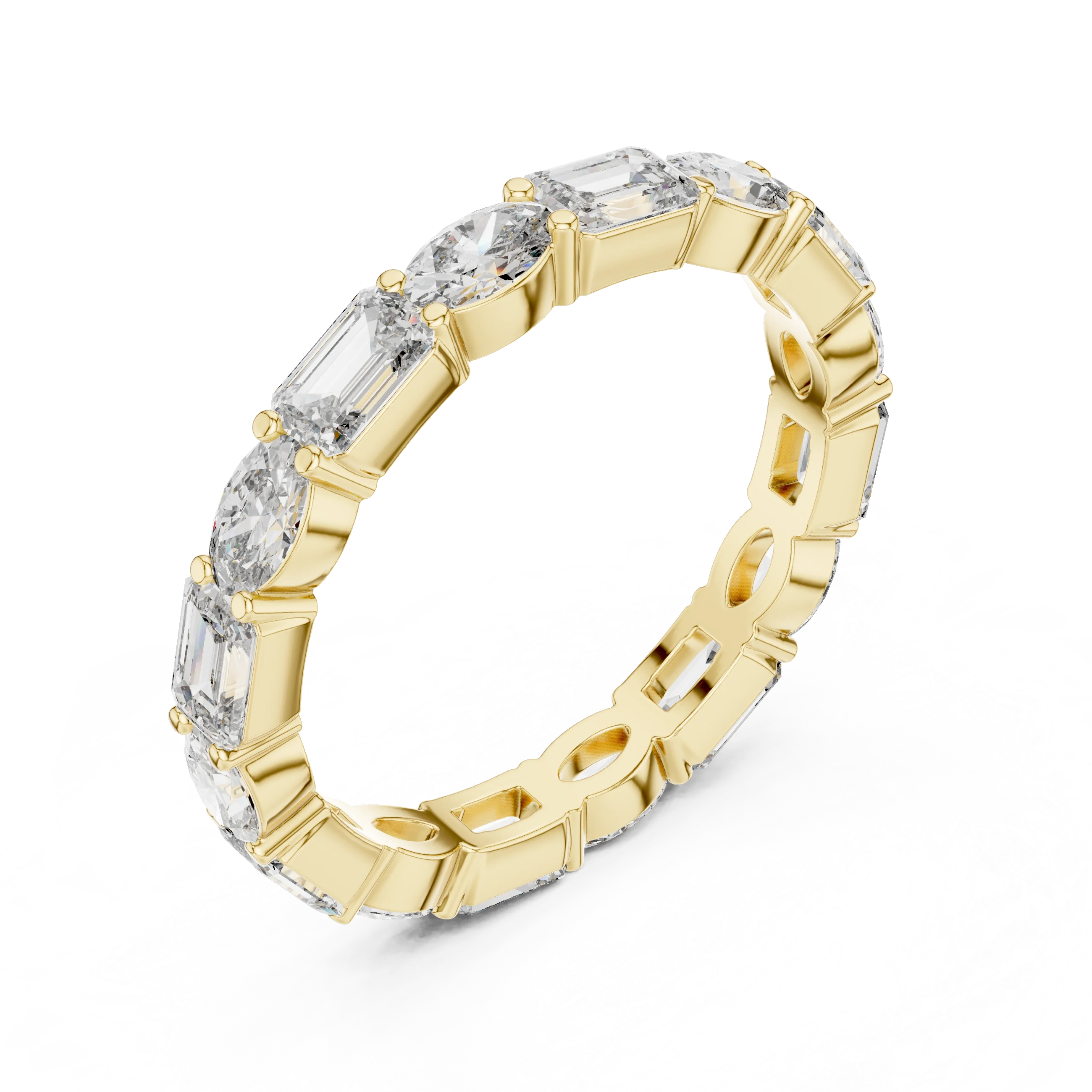 Emerald & Oval Lab Grown Diamond Eternity Ring 2.00 CTW VVS1