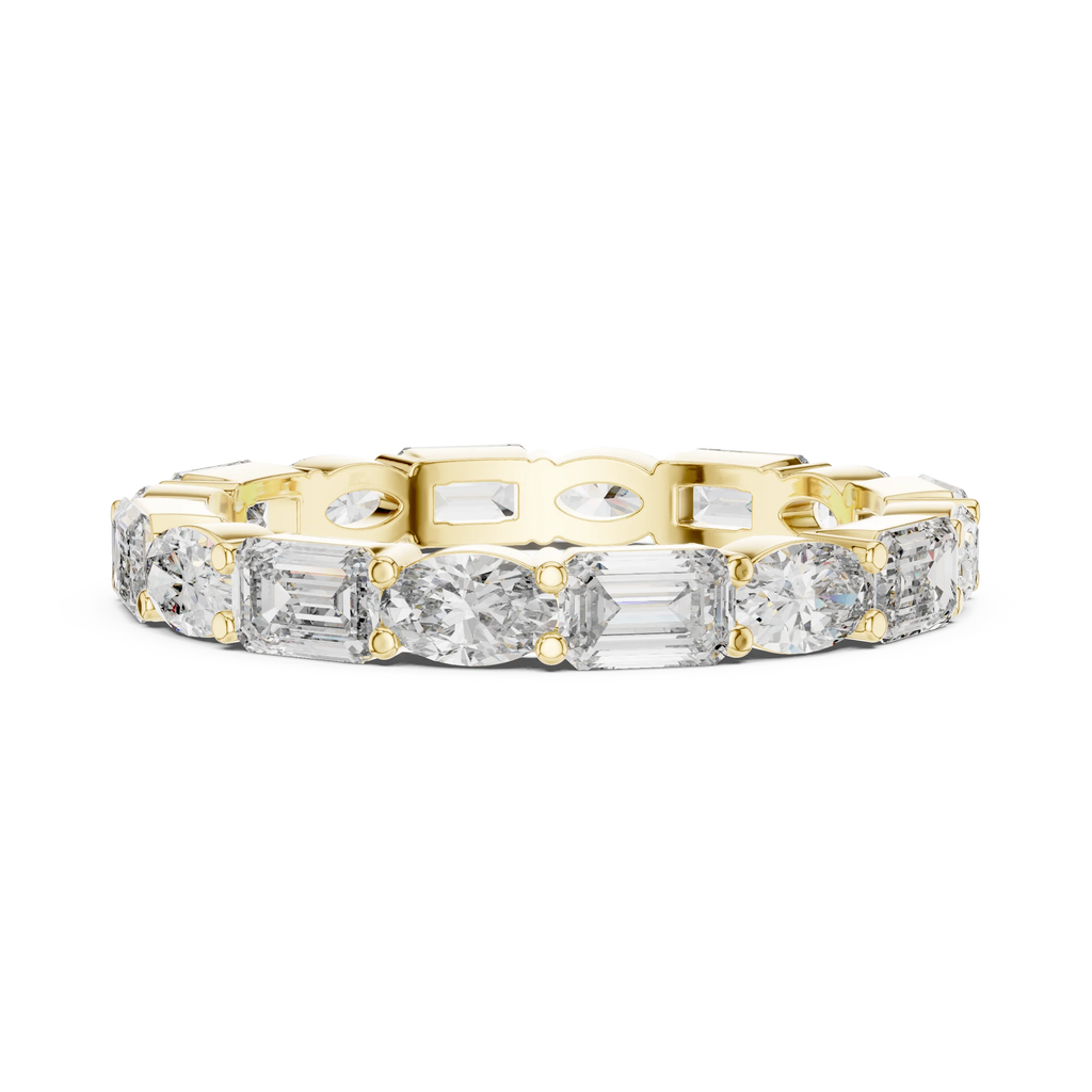 Emerald & Oval Lab Grown Diamond Eternity Ring 2.00 CTW VVS1