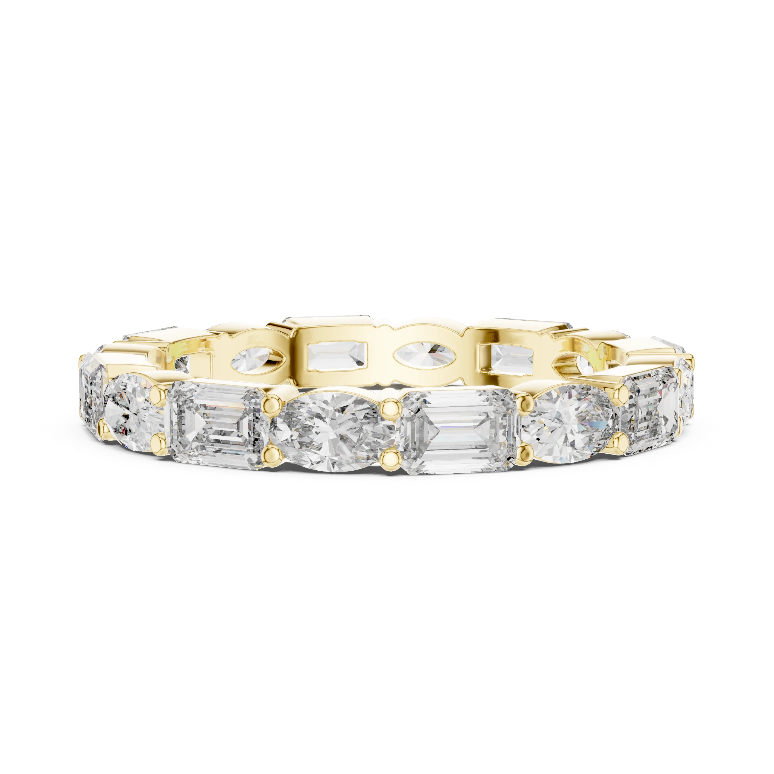 Emerald & Oval Lab Grown Diamond Eternity Ring 2.00 CTW VVS1