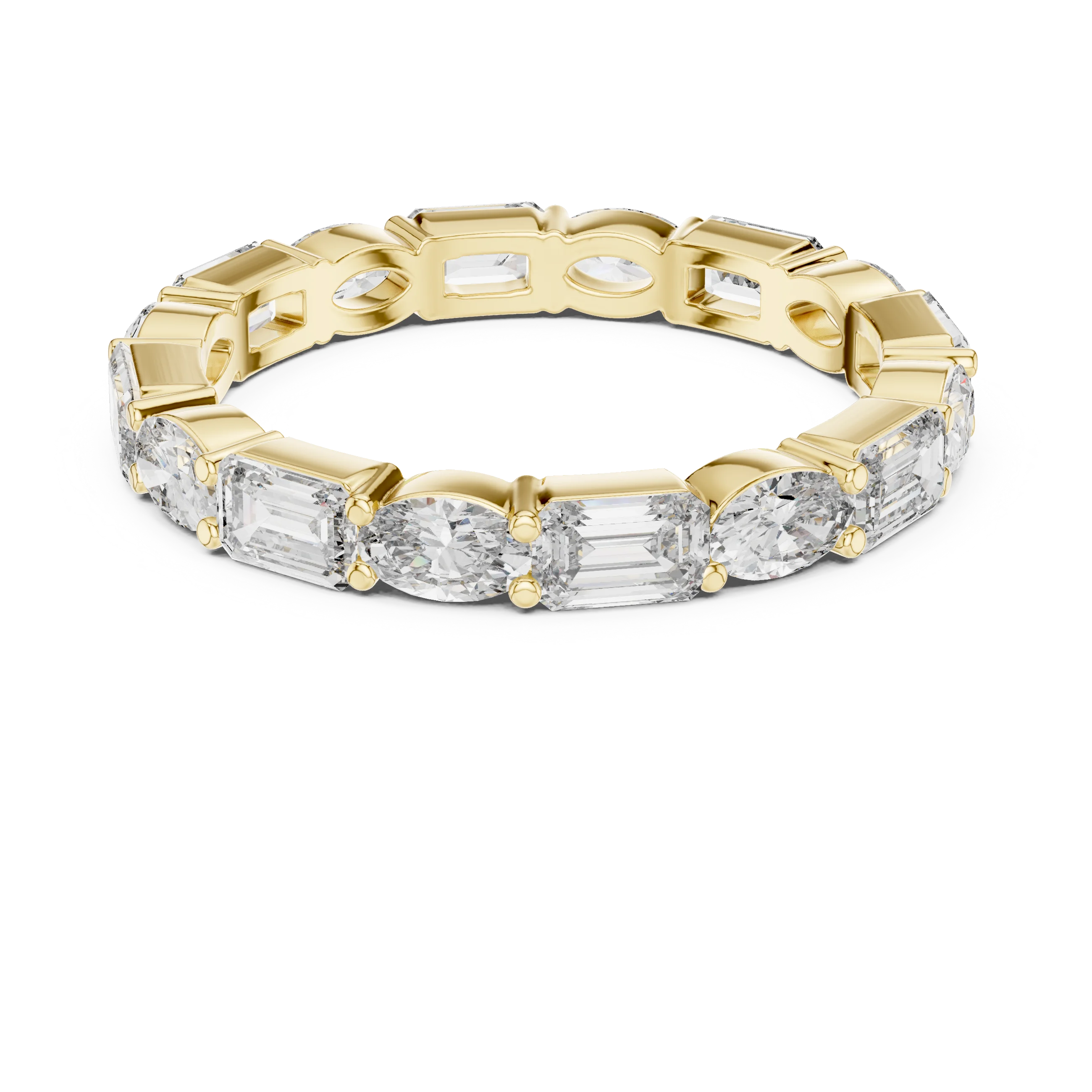 Emerald & Oval Lab Grown Diamond Eternity Ring 2.00 CTW VVS1
