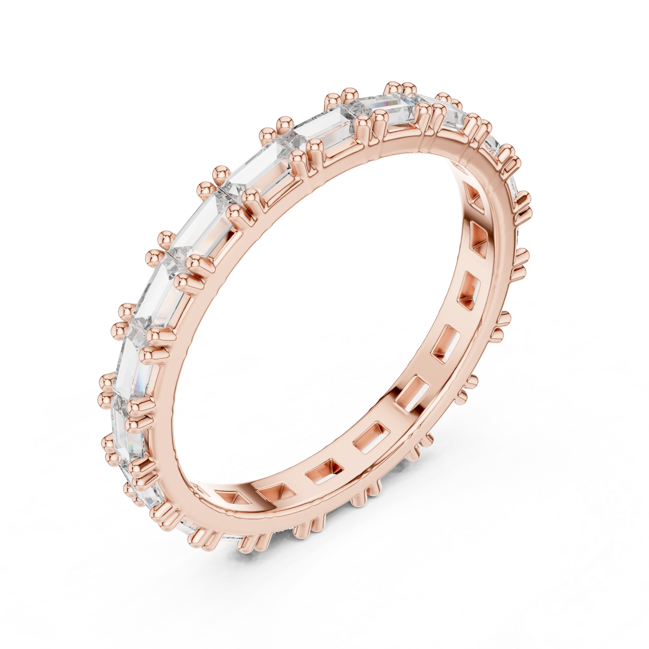 18K Gold Baguette Lab Diamond Handcrafted Eternity Band 1.25 CTW