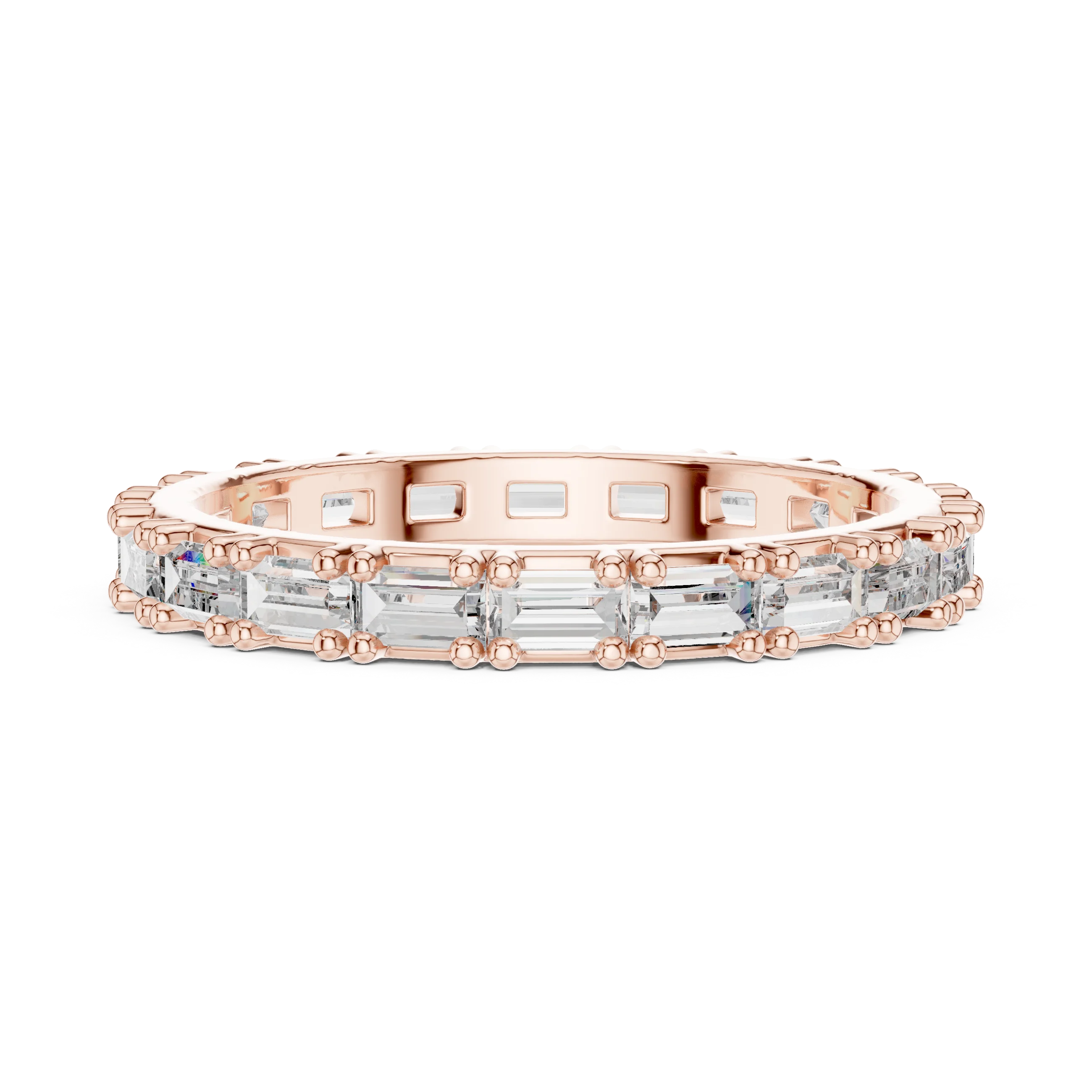 18K Gold Baguette Lab Diamond Handcrafted Eternity Band 1.25 CTW