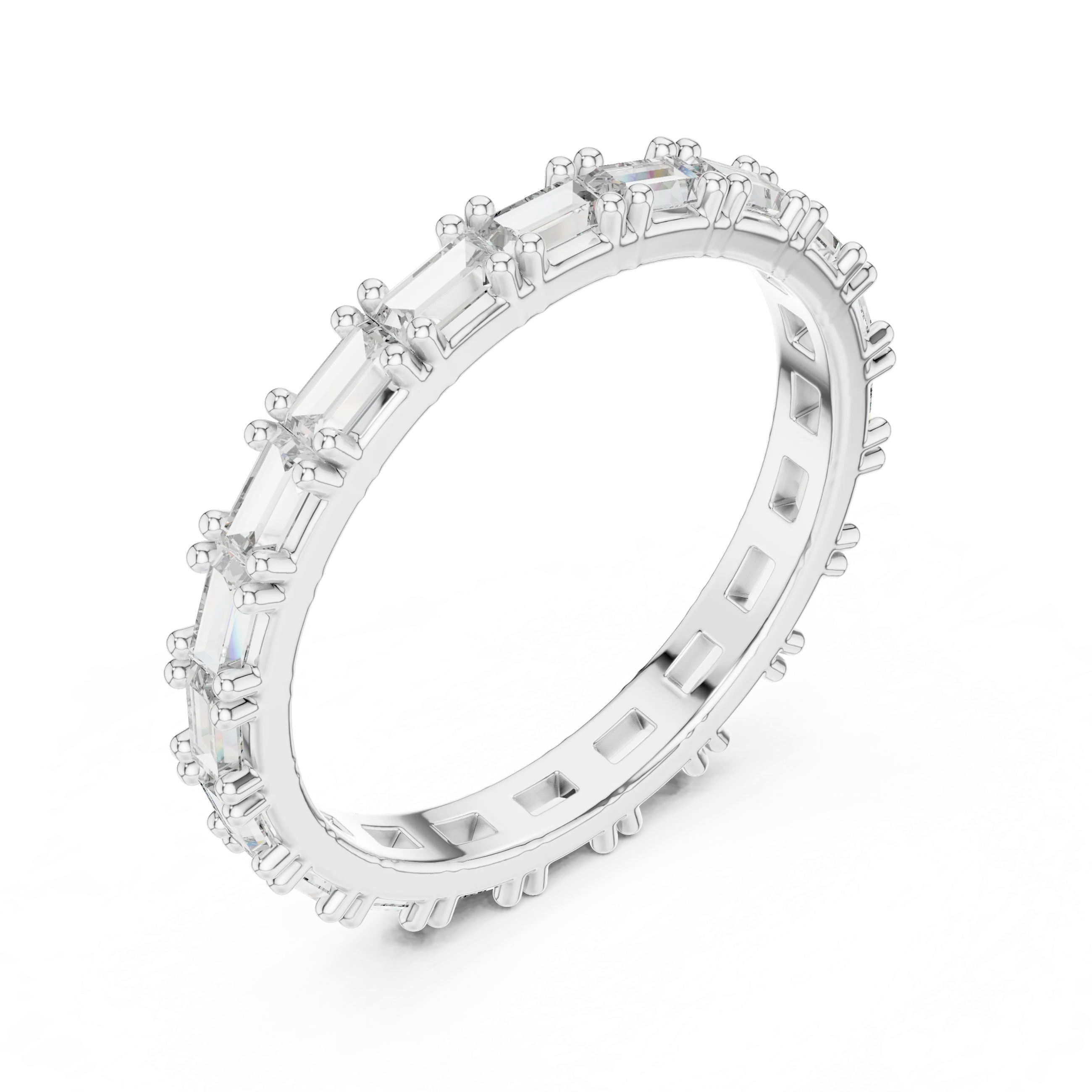 18K Gold Baguette Lab Diamond Handcrafted Eternity Band 1.25 CTW
