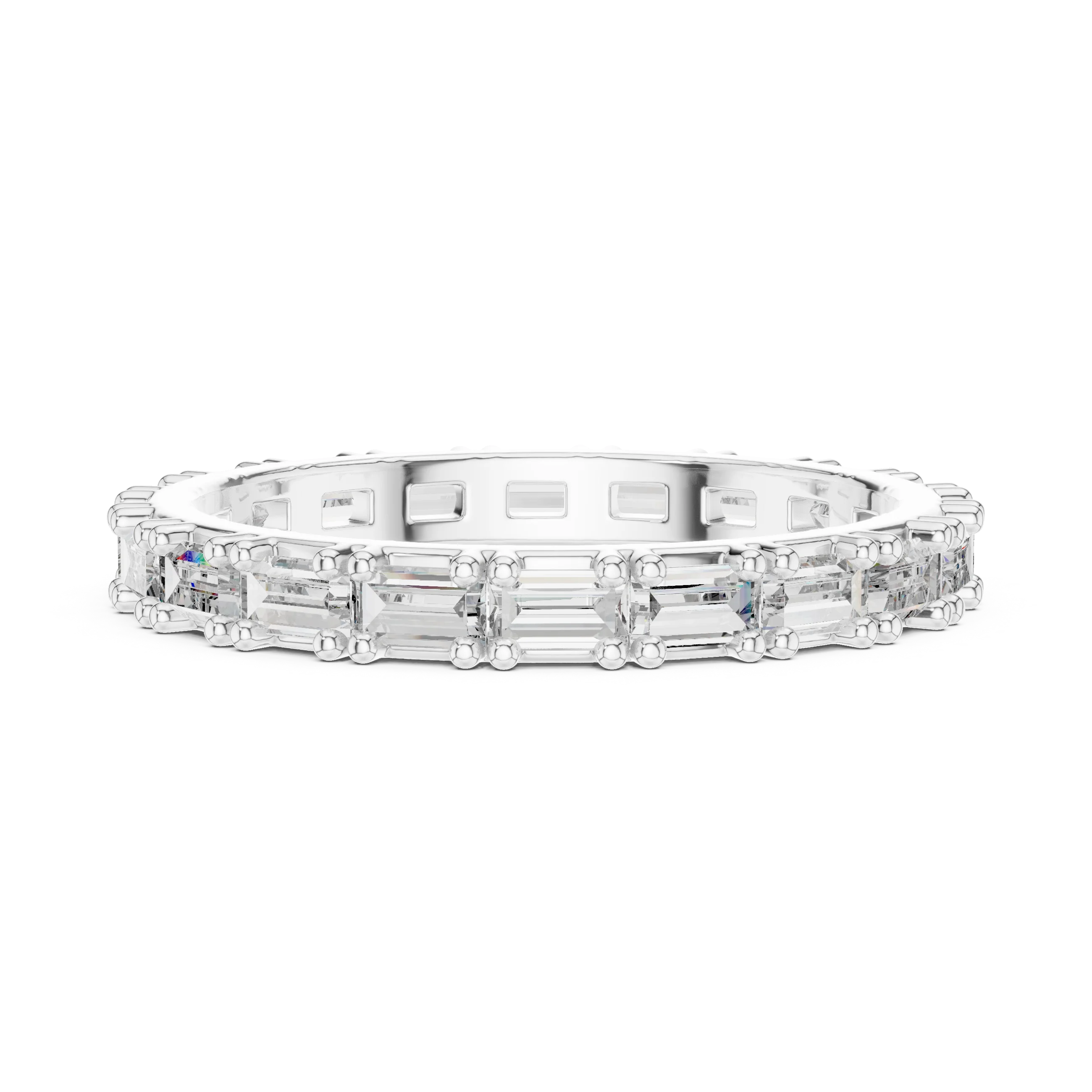 18K Gold Baguette Lab Diamond Handcrafted Eternity Band 1.25 CTW