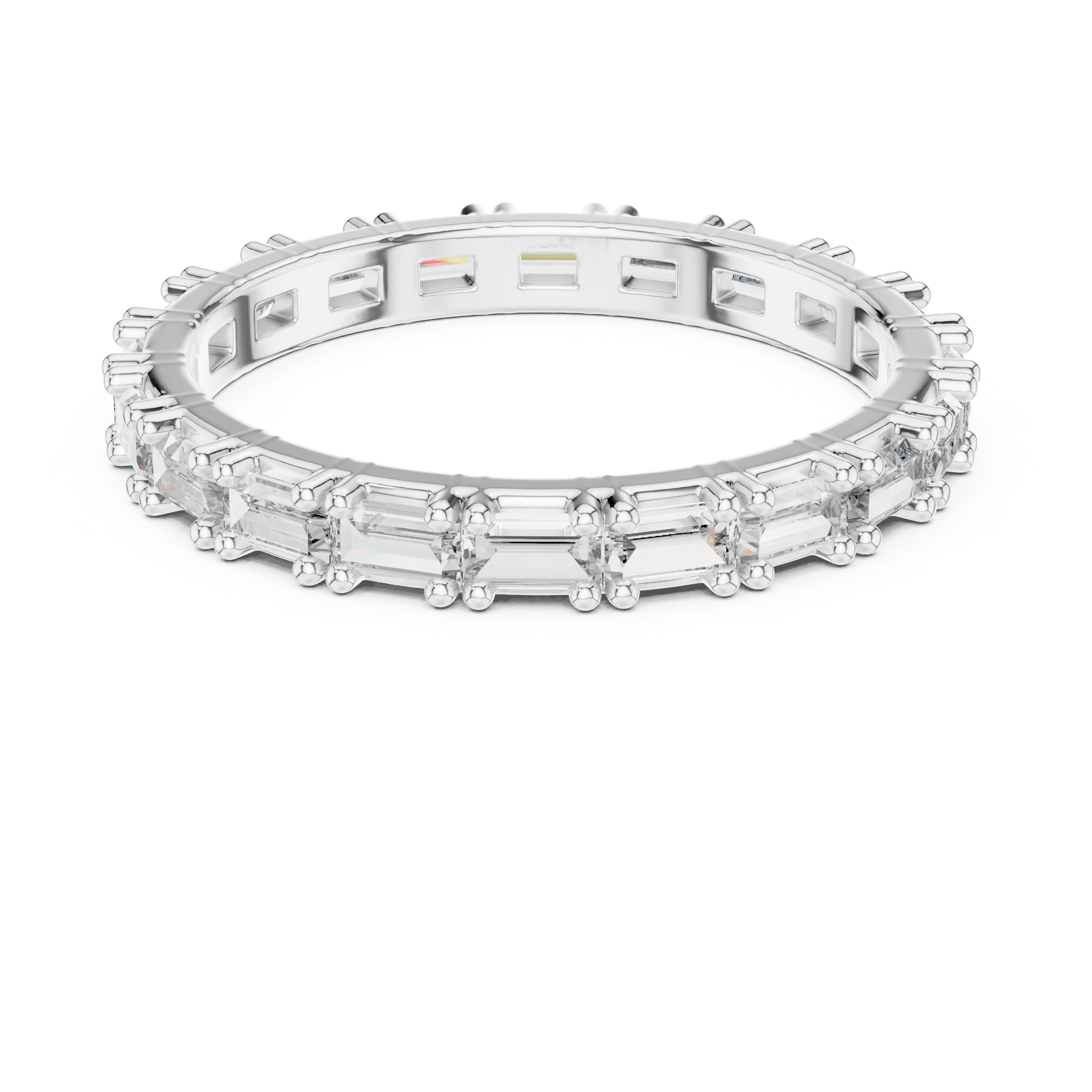 18K Gold Baguette Lab Diamond Handcrafted Eternity Band 1.25 CTW