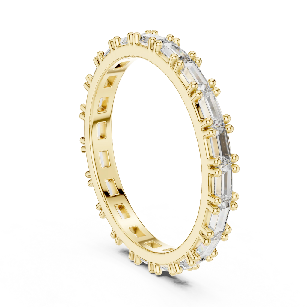 18K Gold Baguette Lab Diamond Handcrafted Eternity Band 1.25 CTW