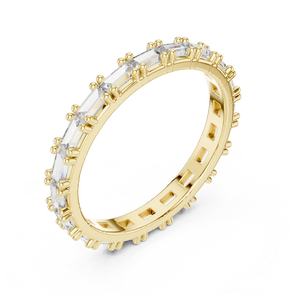 18K Gold Baguette Lab Diamond Handcrafted Eternity Band 1.25 CTW