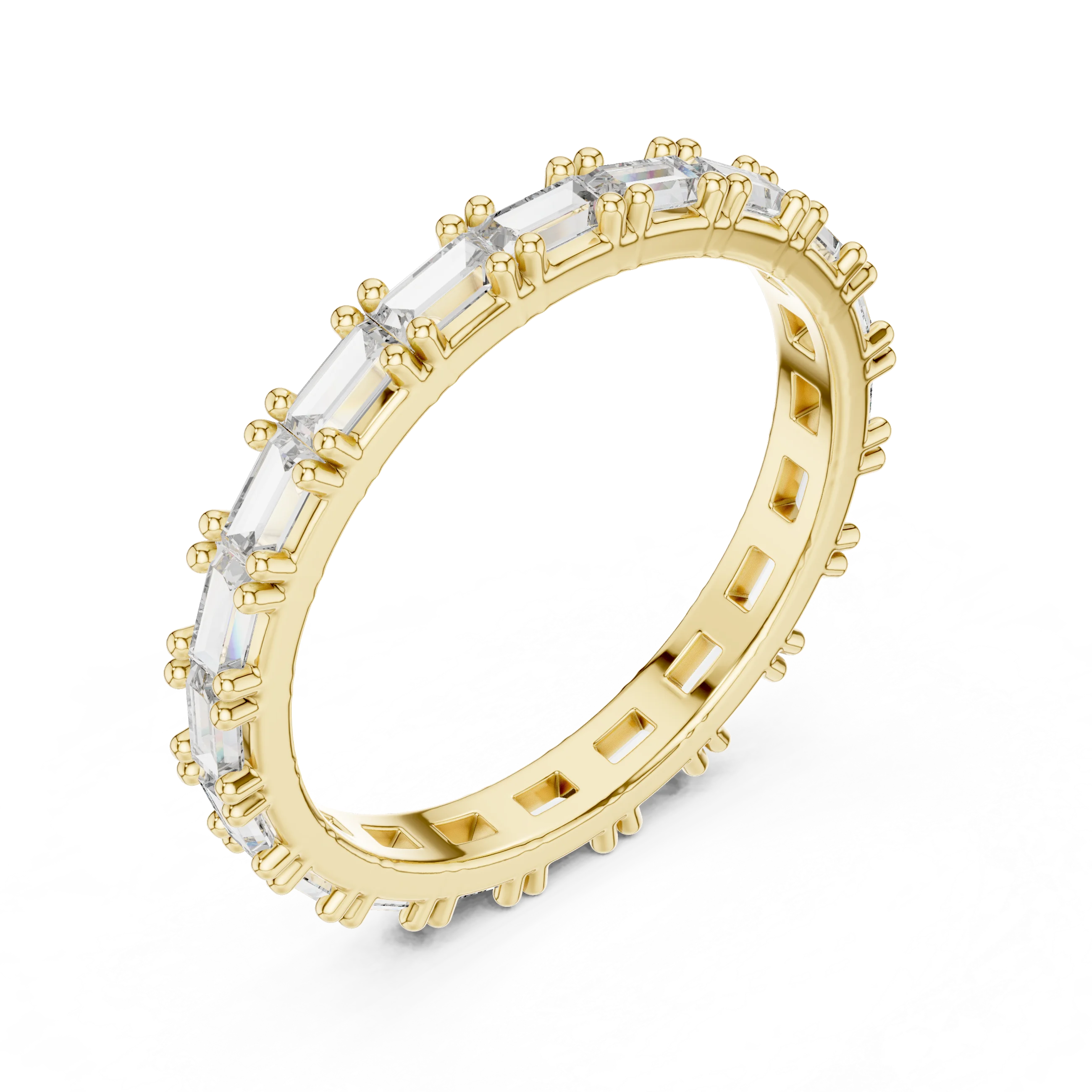 18K Gold Baguette Lab Diamond Handcrafted Eternity Band 1.25 CTW