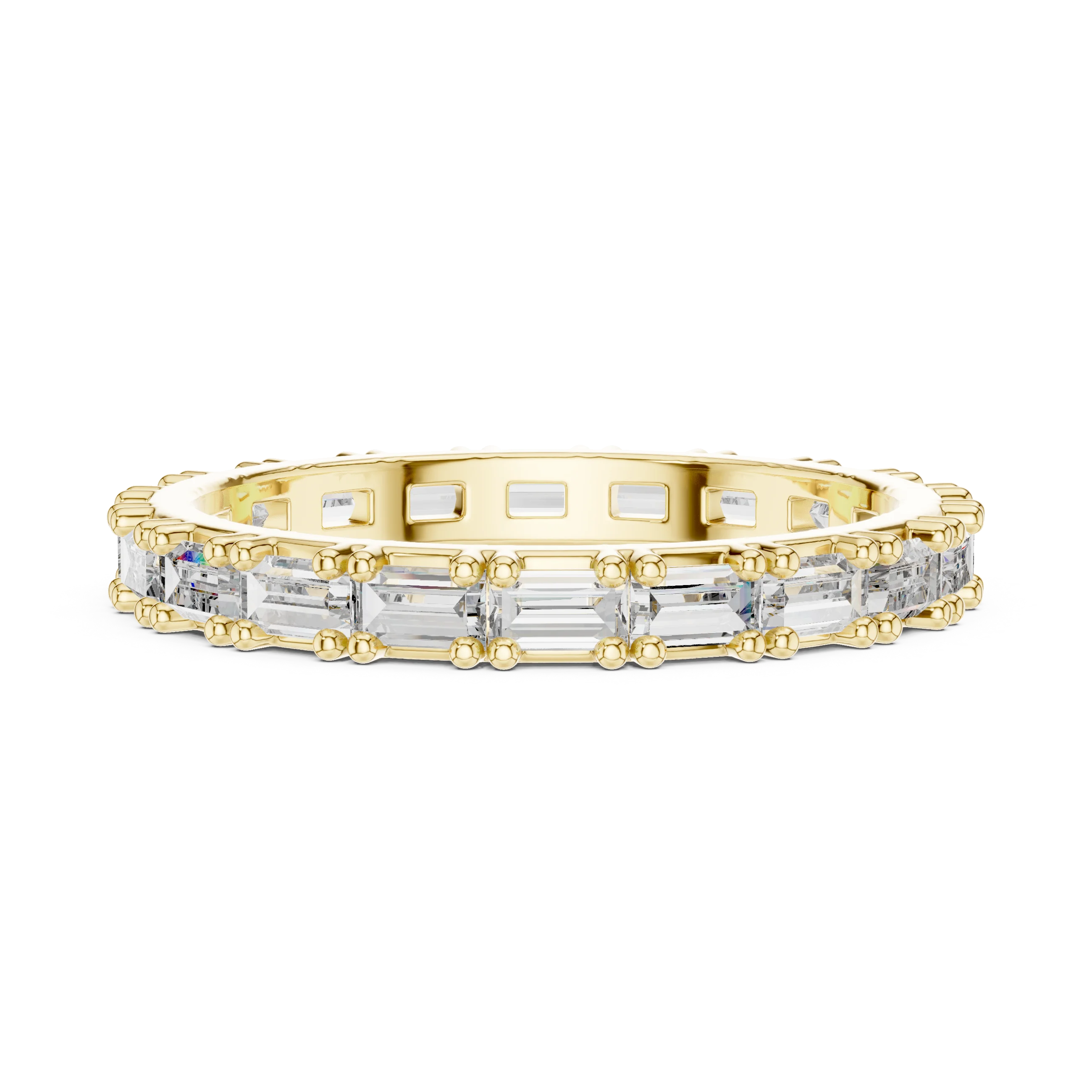 18K Gold Baguette Lab Diamond Handcrafted Eternity Band 1.25 CTW