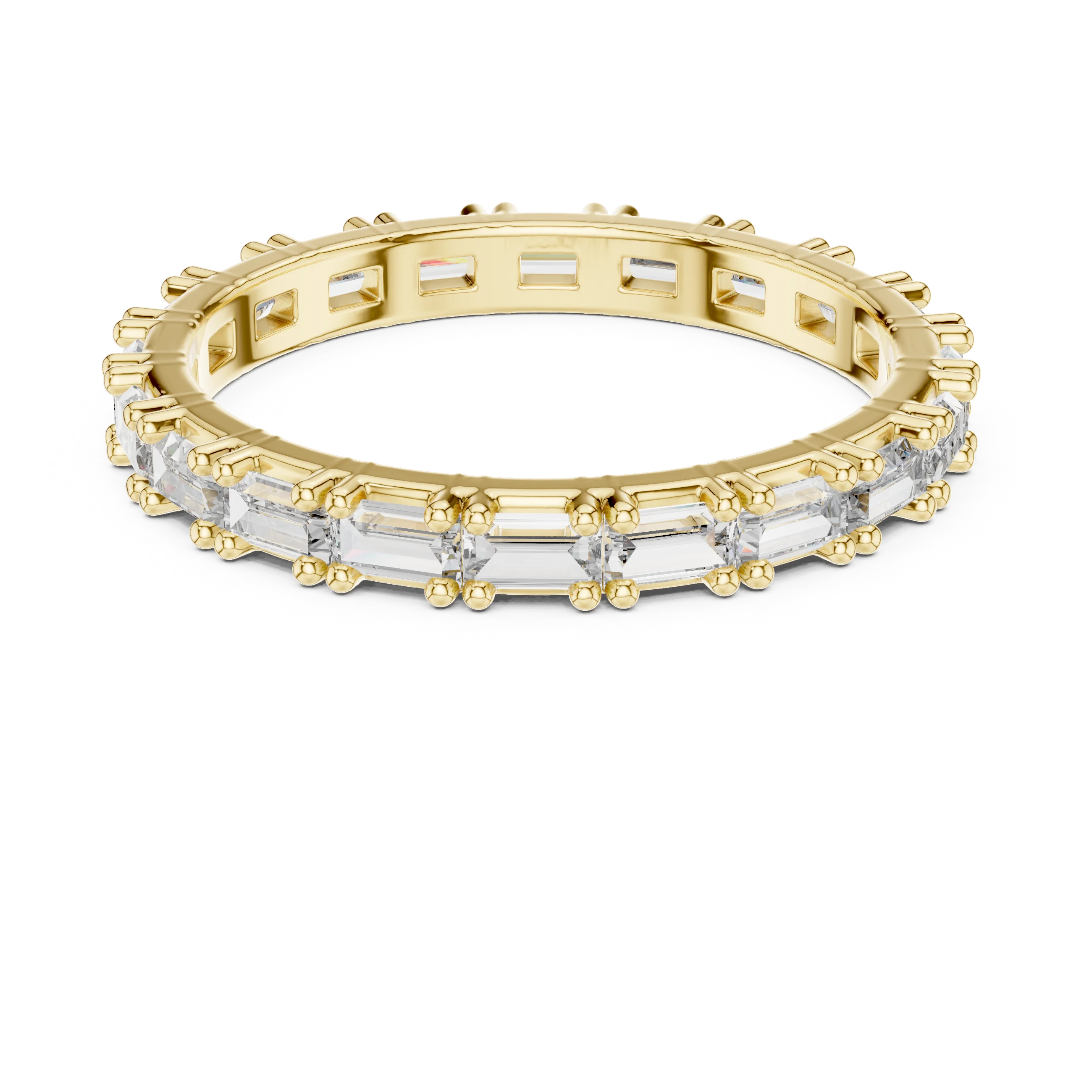 18K Gold Baguette Lab Diamond Handcrafted Eternity Band 1.25 CTW