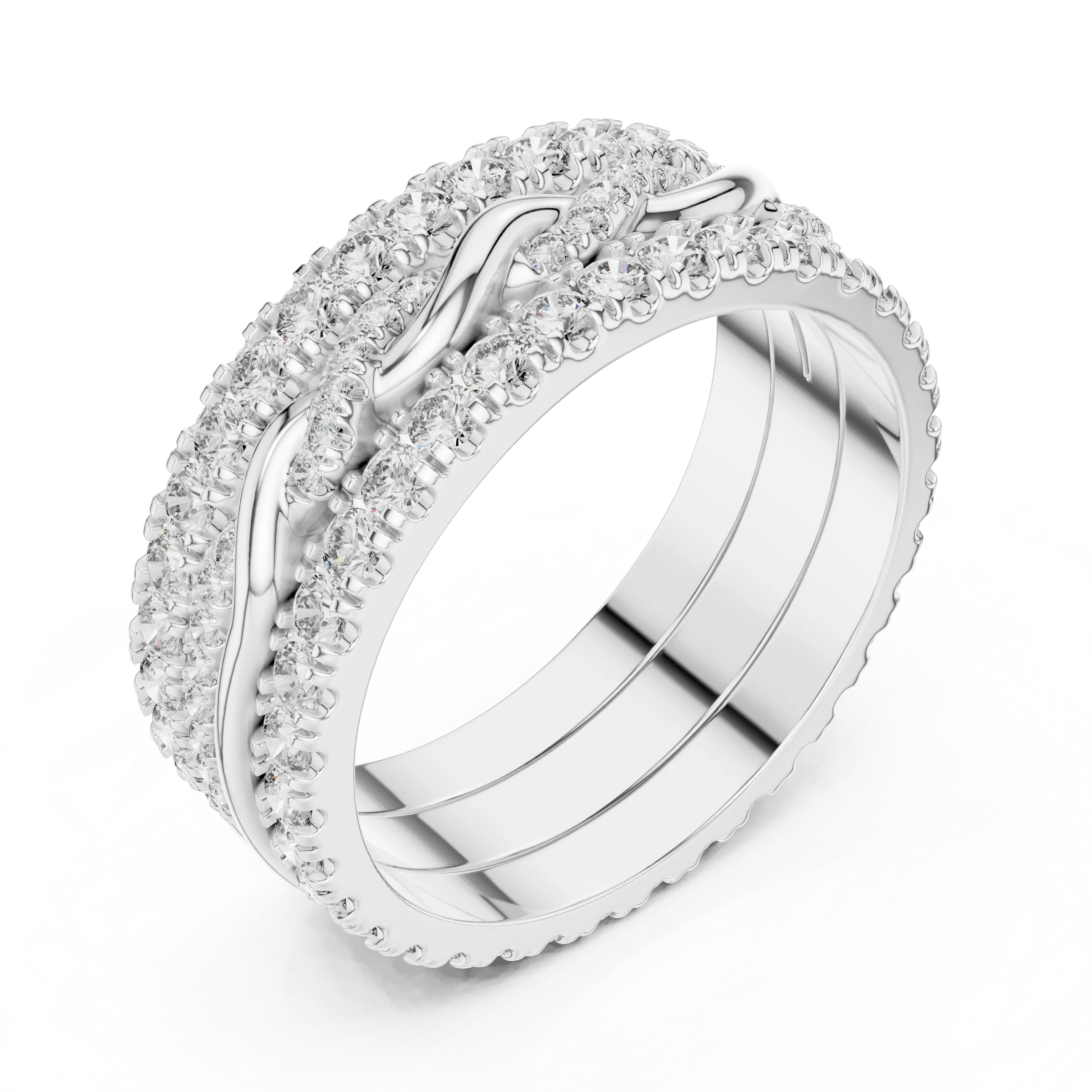 1.41 CTW Twisted 925 Silver VVS1 Moissanite Diamond Eternity Ring