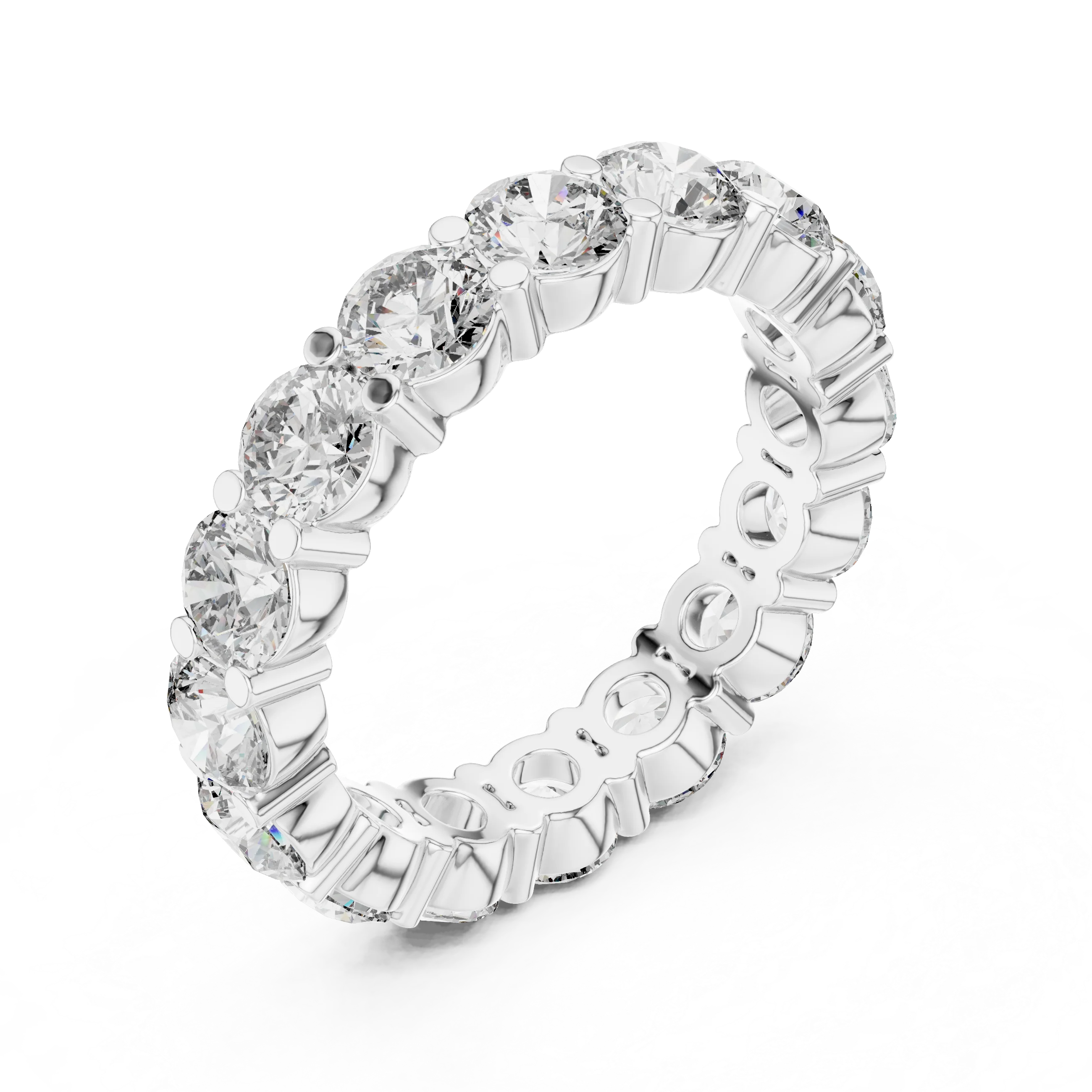 10K Gold Round Moissanite Eternity Band 4.80 CTW