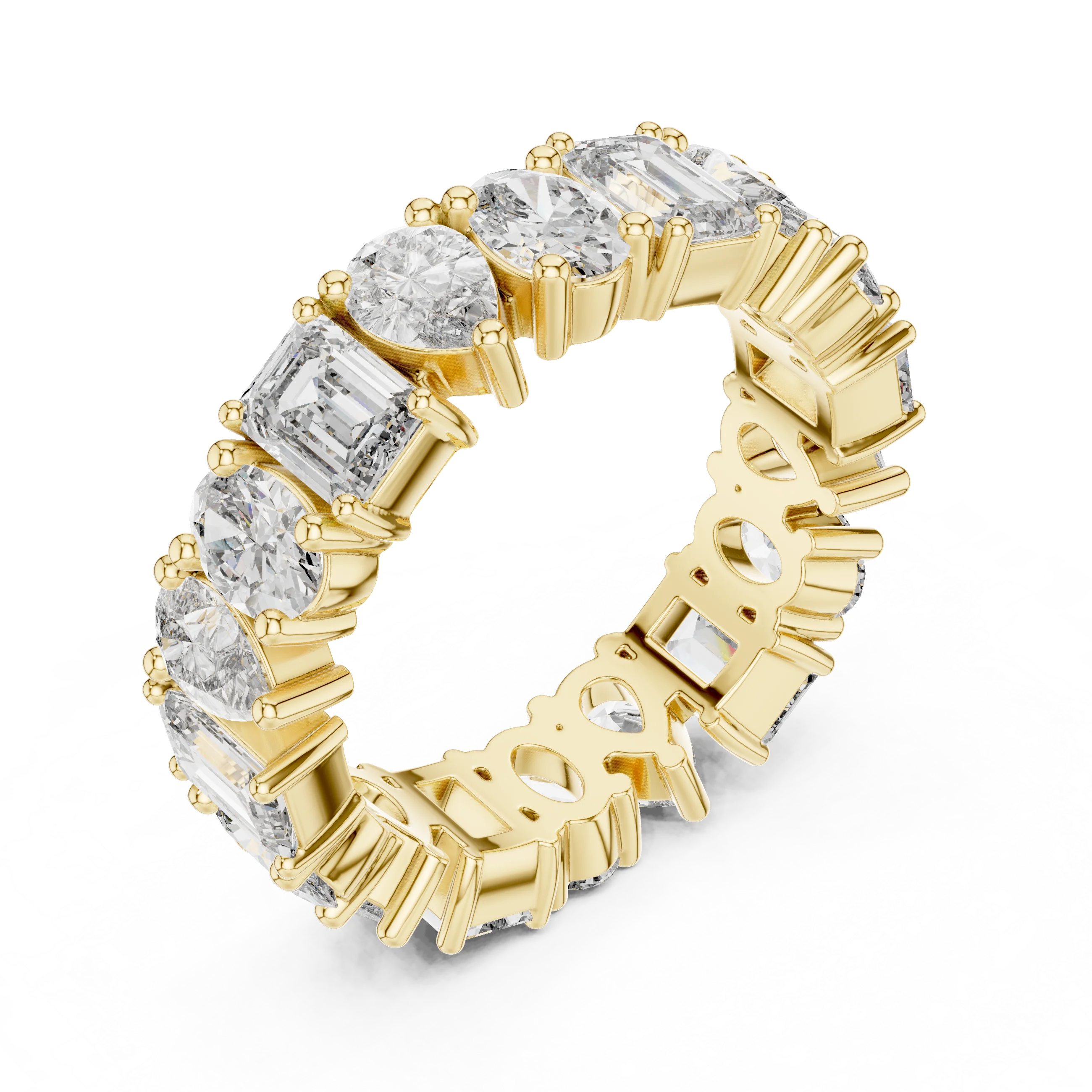 4.19 CTTW Multi-Shape Lab Diamond VVS 10K Gold Eternity Band