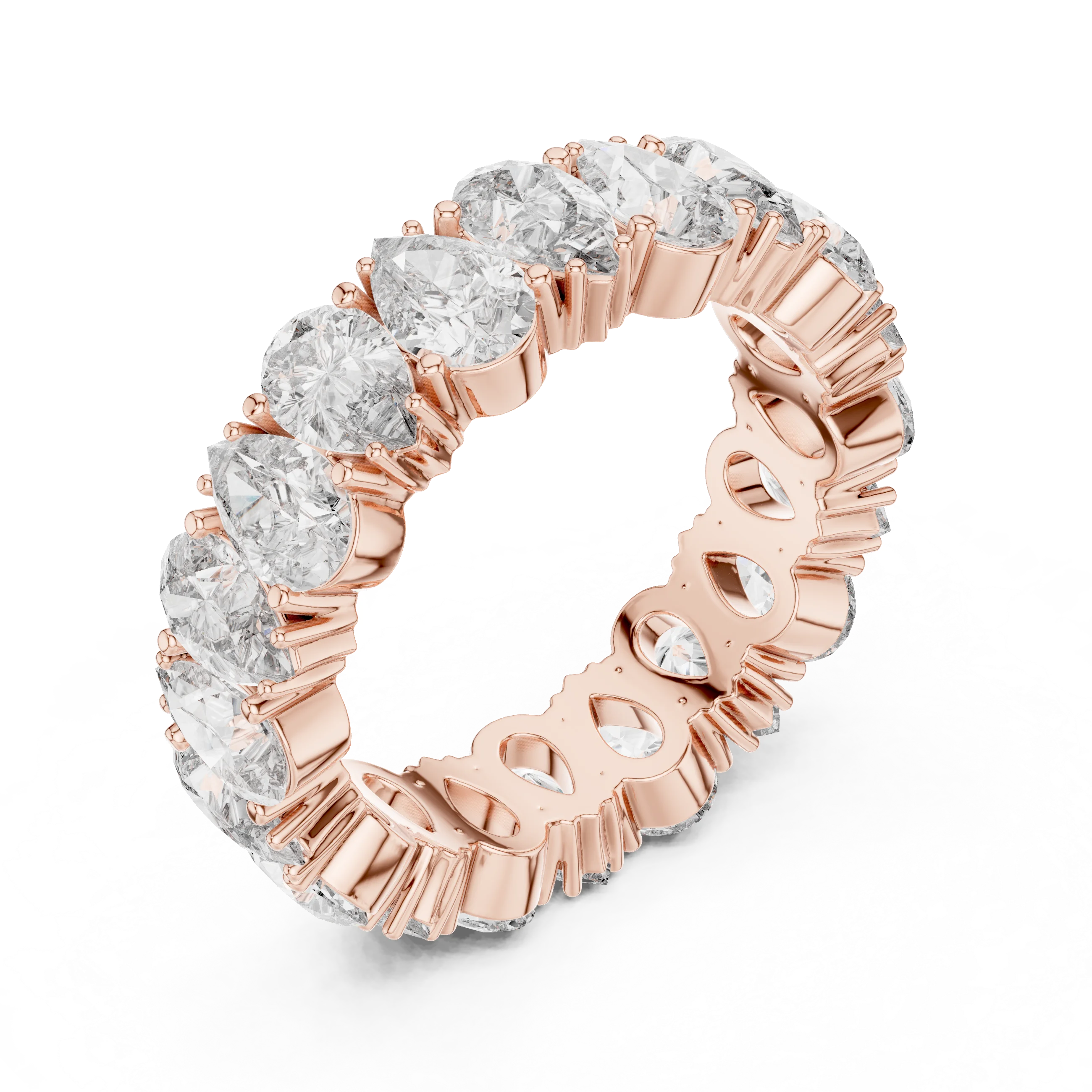 14K Gold Round Lab Diamond Eternity Band
