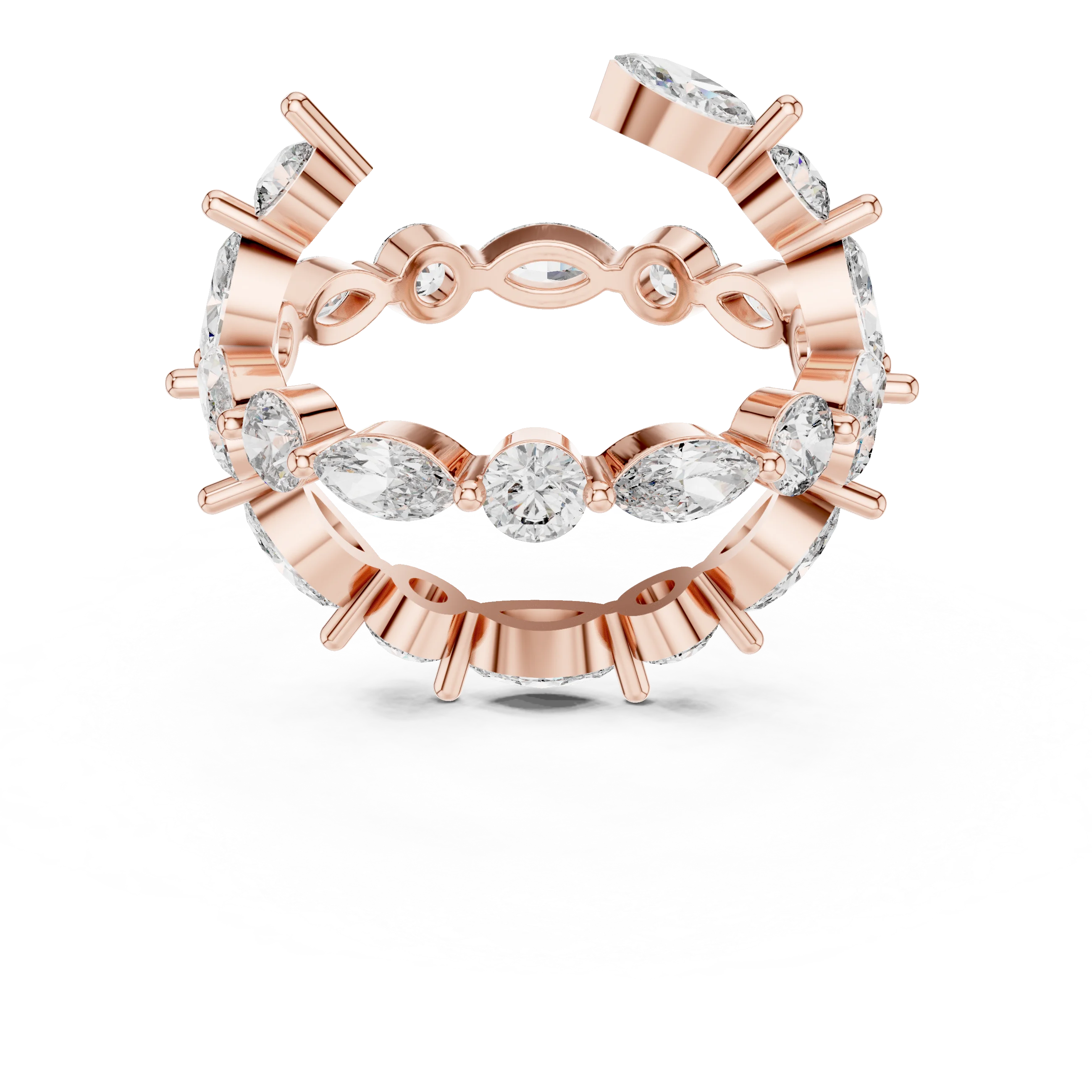 18K Gold Cluster Round Marquise Lab Diamond VVS Wedding Ring