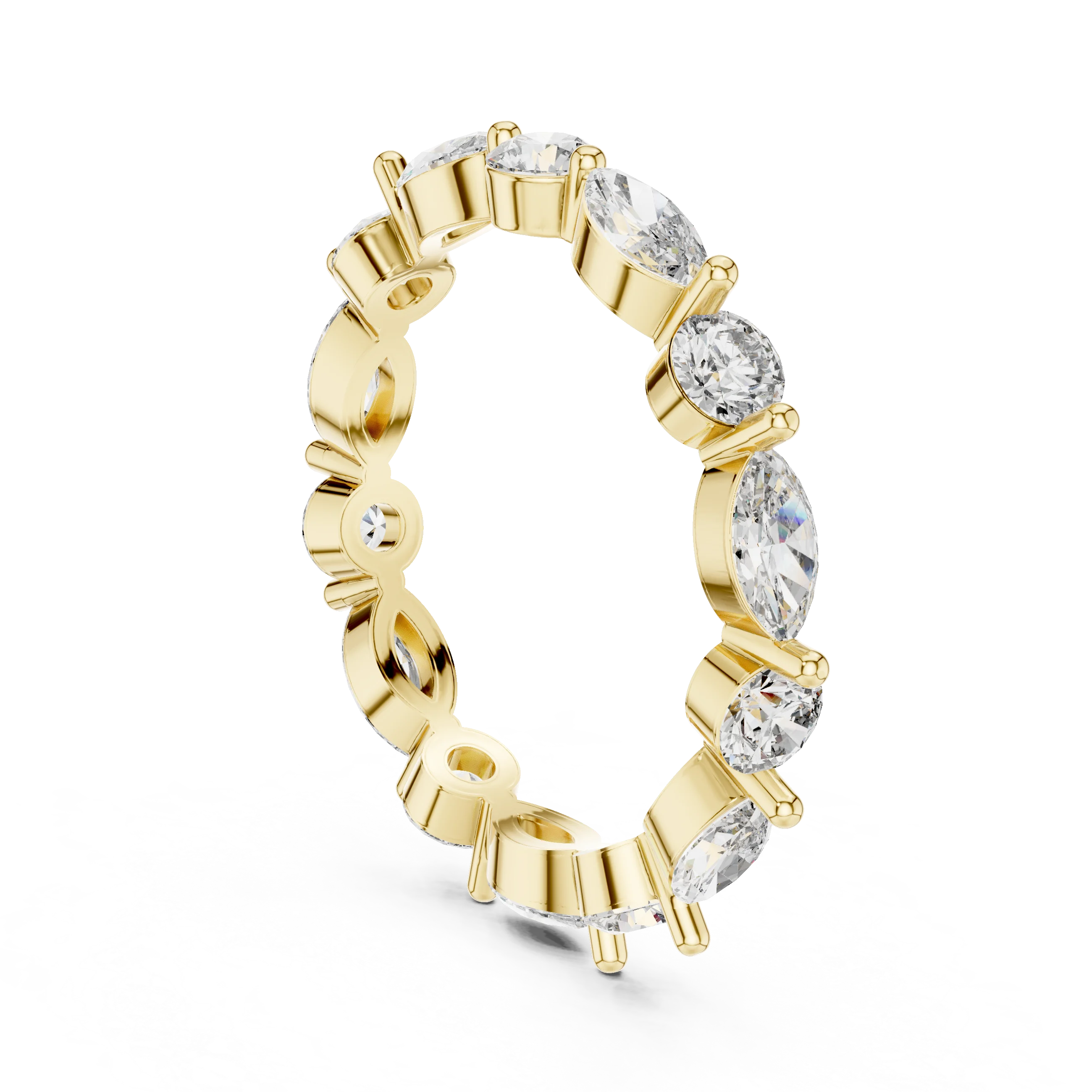 18K Gold Cluster Round Marquise Lab Diamond VVS Wedding Ring