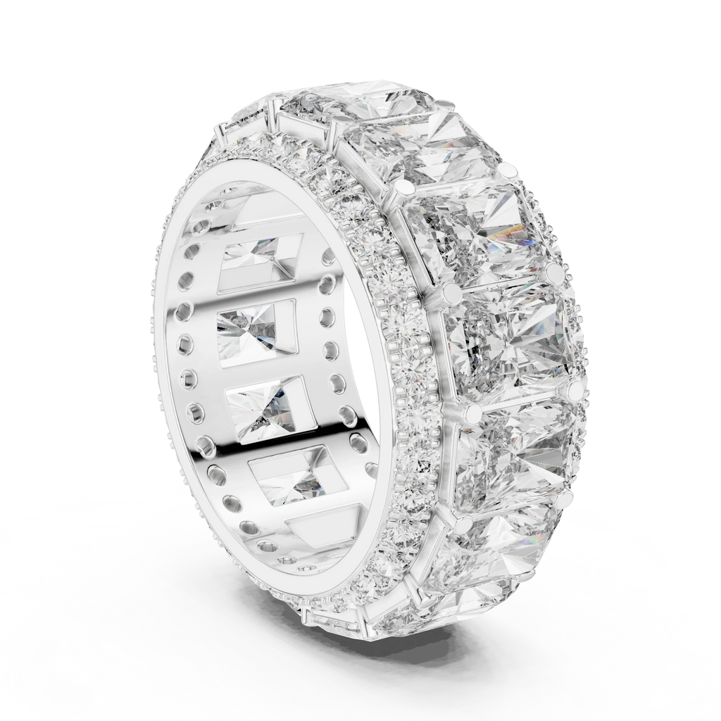 14K White Gold Round VVS1 Moissanite Ring 12.51 CT