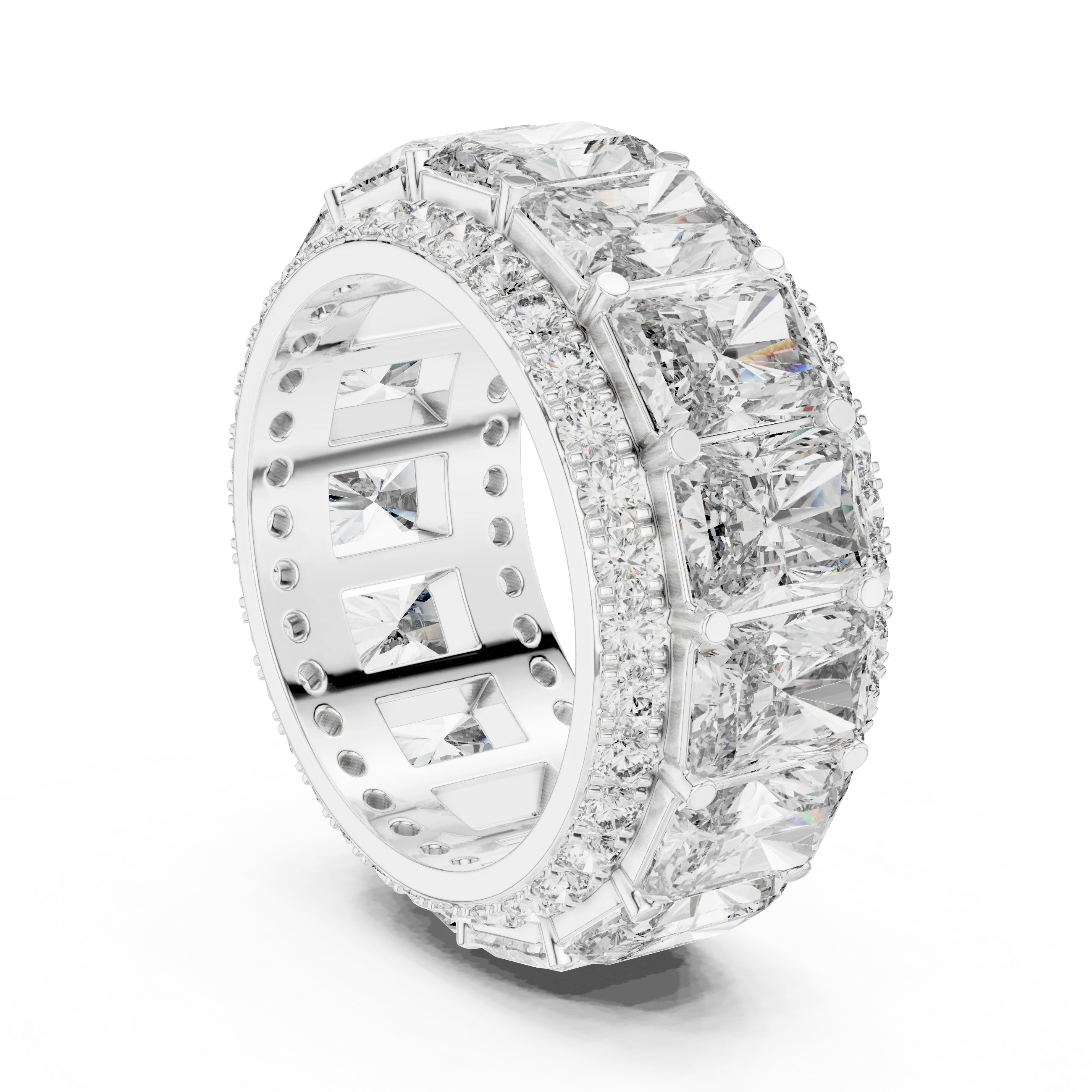 14K White Gold Round VVS1 Moissanite Ring 12.51 CT
