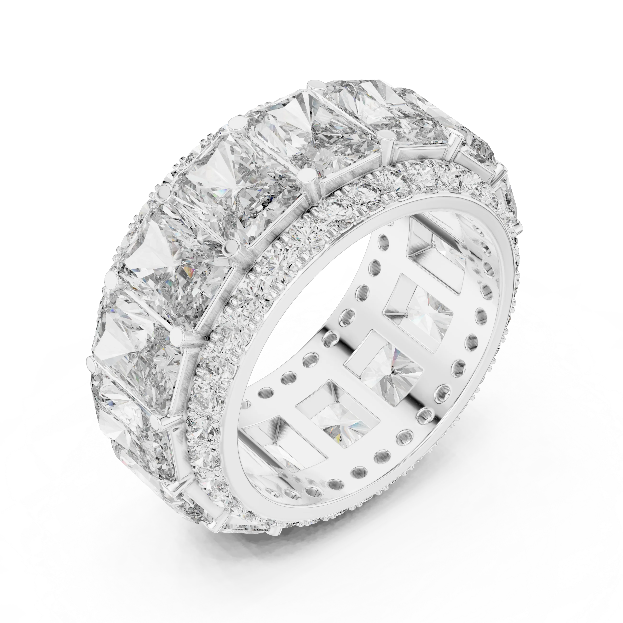 14K White Gold Round VVS1 Moissanite Ring 12.51 CT