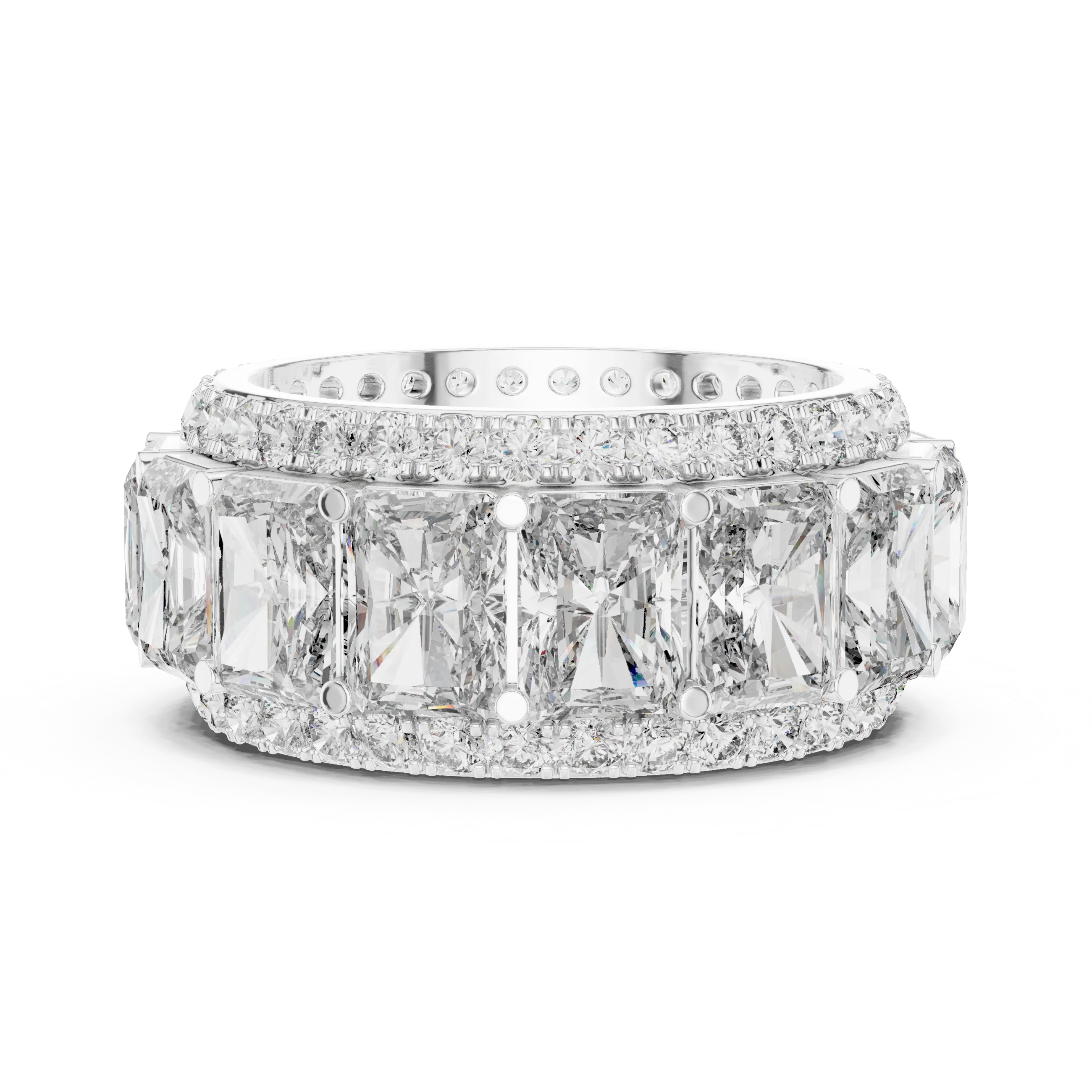 14K White Gold Round VVS1 Moissanite Ring 12.51 CT