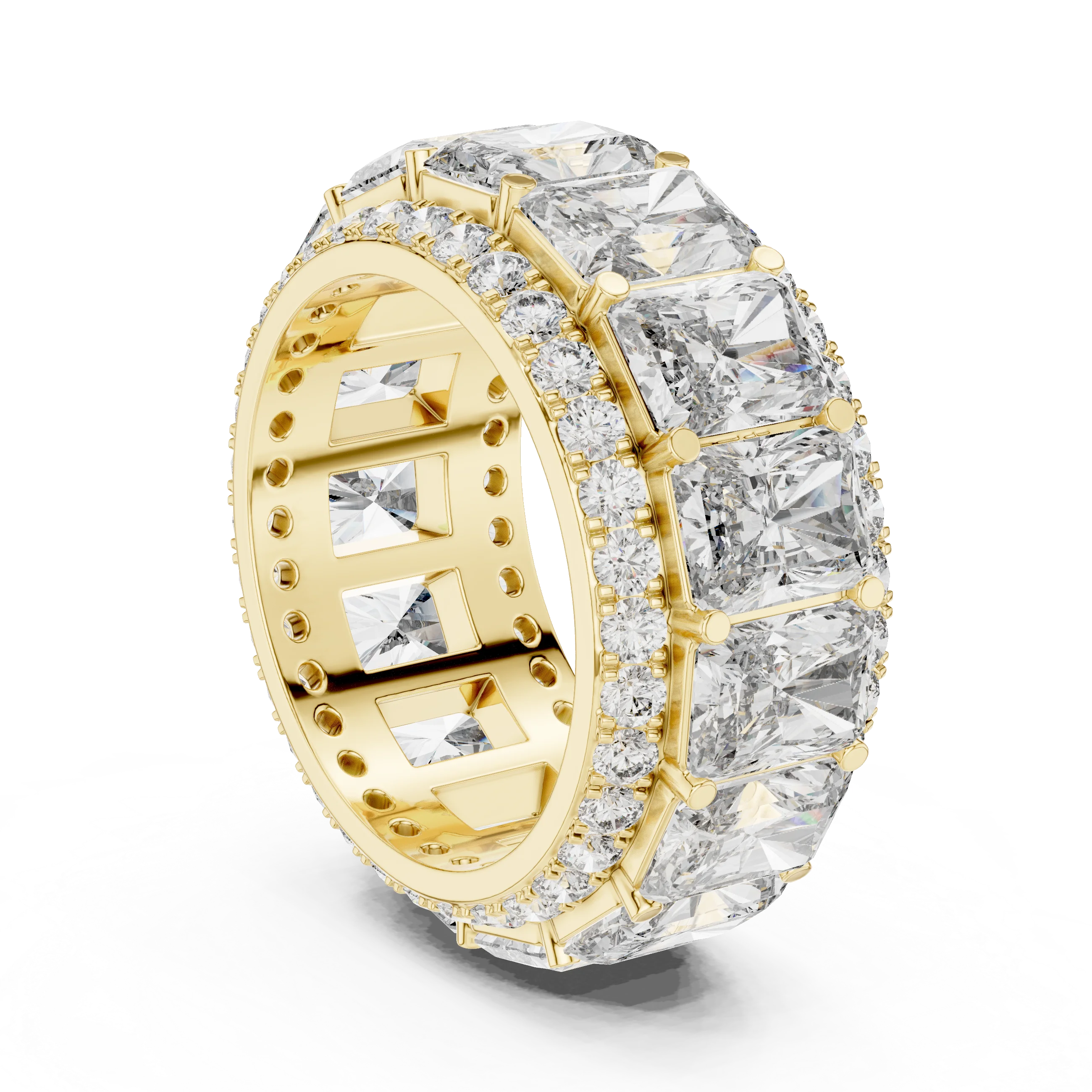 14K White Gold Round VVS1 Moissanite Ring 12.51 CT