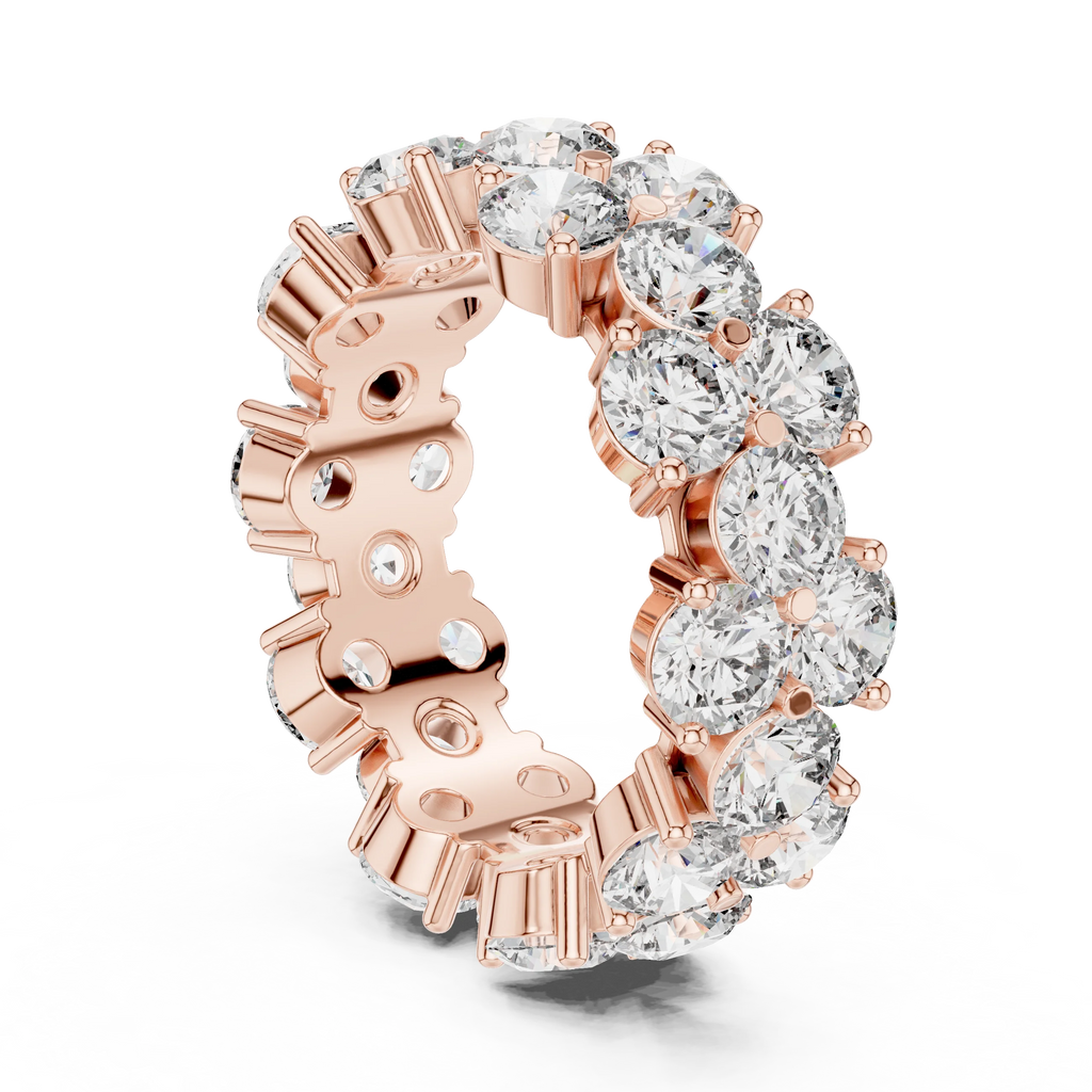 Round Moissanite Pave VVS1 D Color Engagement Ring