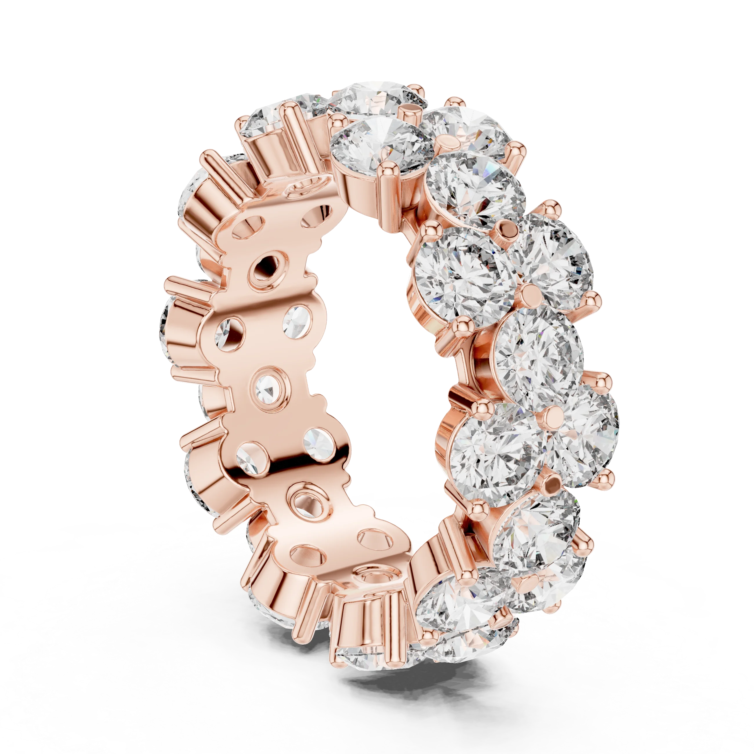Round Moissanite Pave VVS1 D Color Engagement Ring