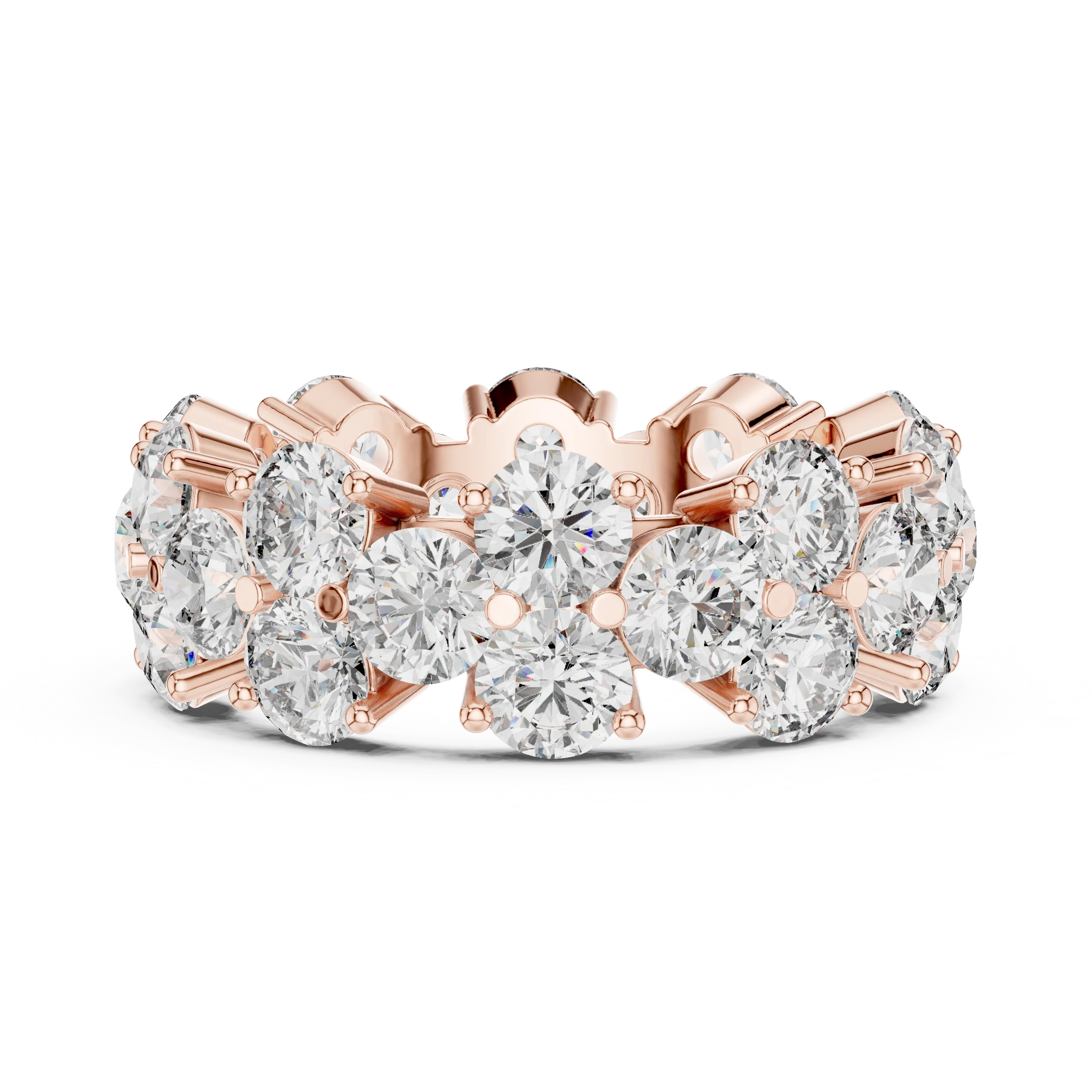 Round Moissanite Pave VVS1 D Color Engagement Ring