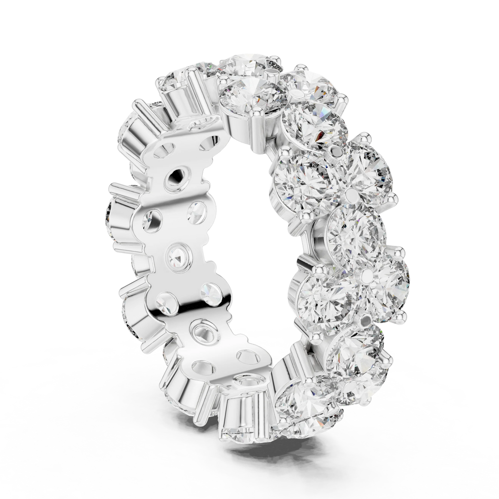 Round Moissanite Pave VVS1 D Color Engagement Ring