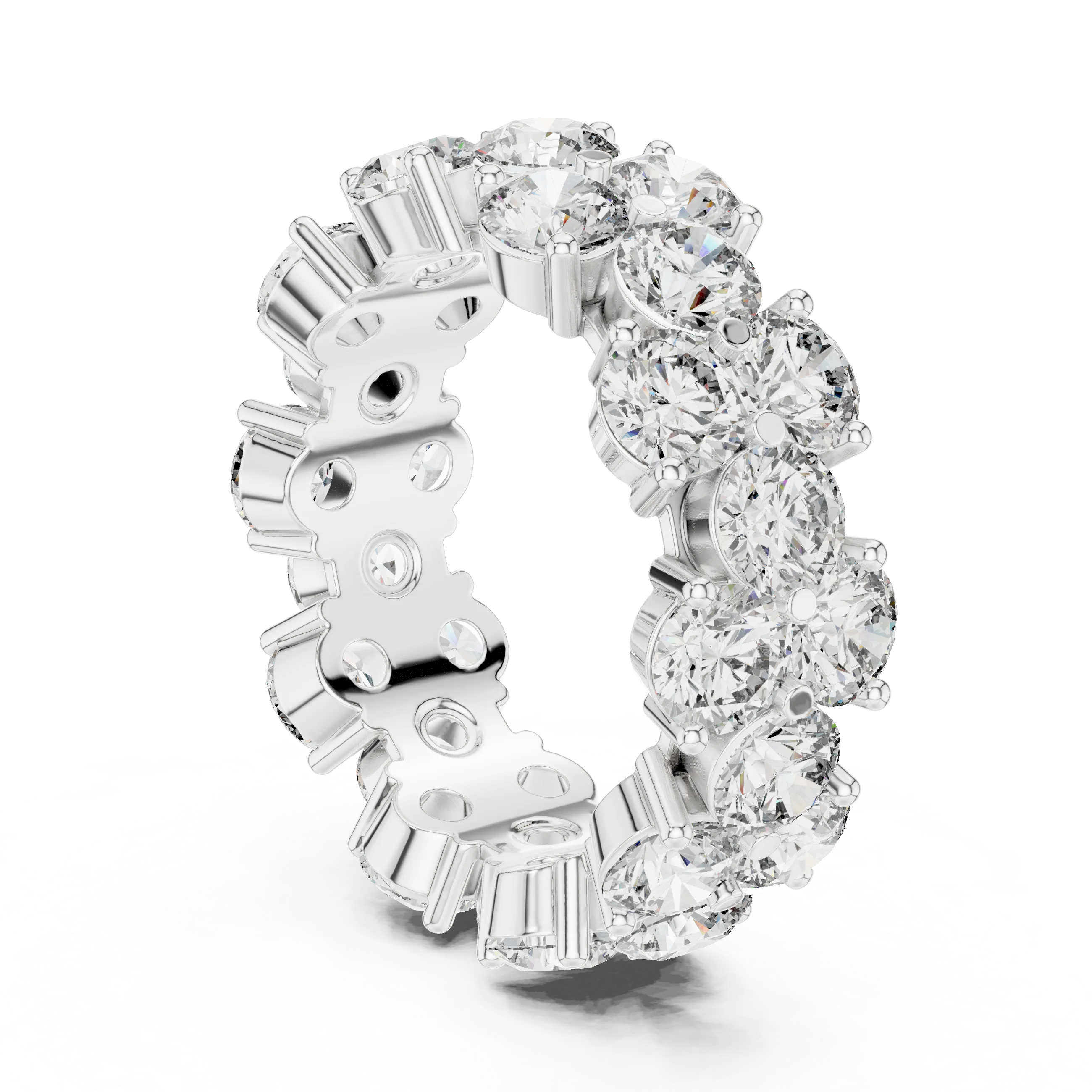 Round Moissanite Pave VVS1 D Color Engagement Ring