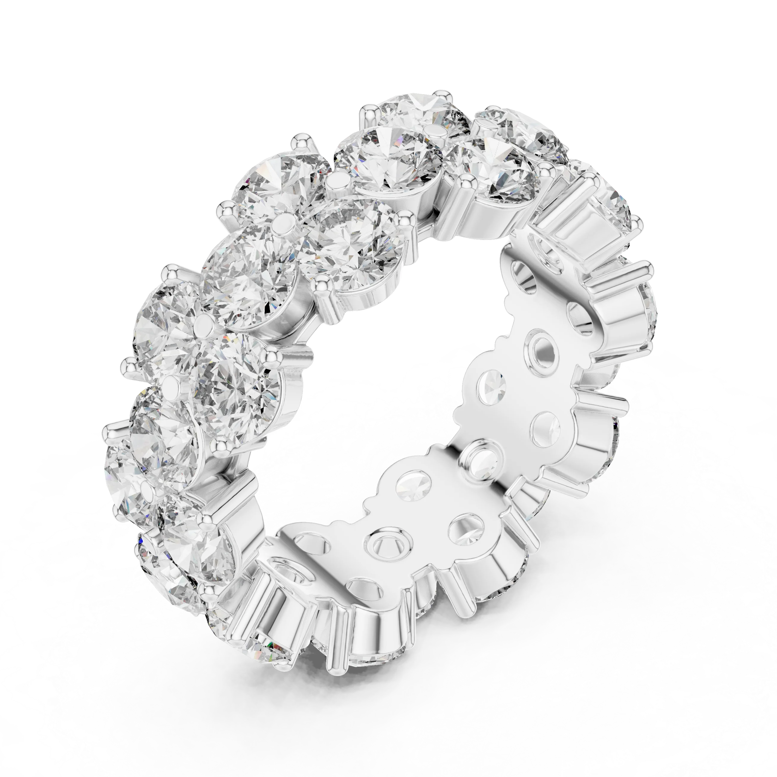 Round Moissanite Pave VVS1 D Color Engagement Ring