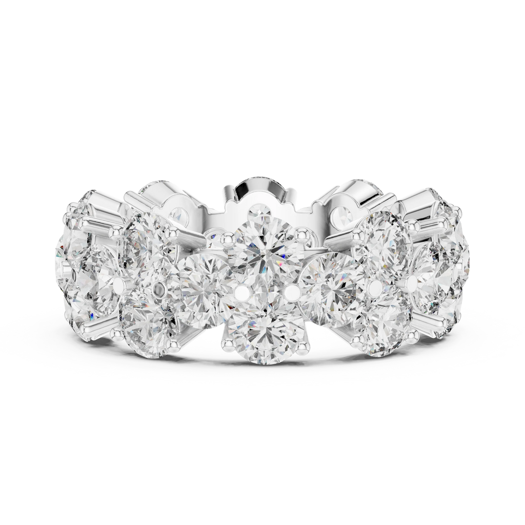 Round Moissanite Pave VVS1 D Color Engagement Ring
